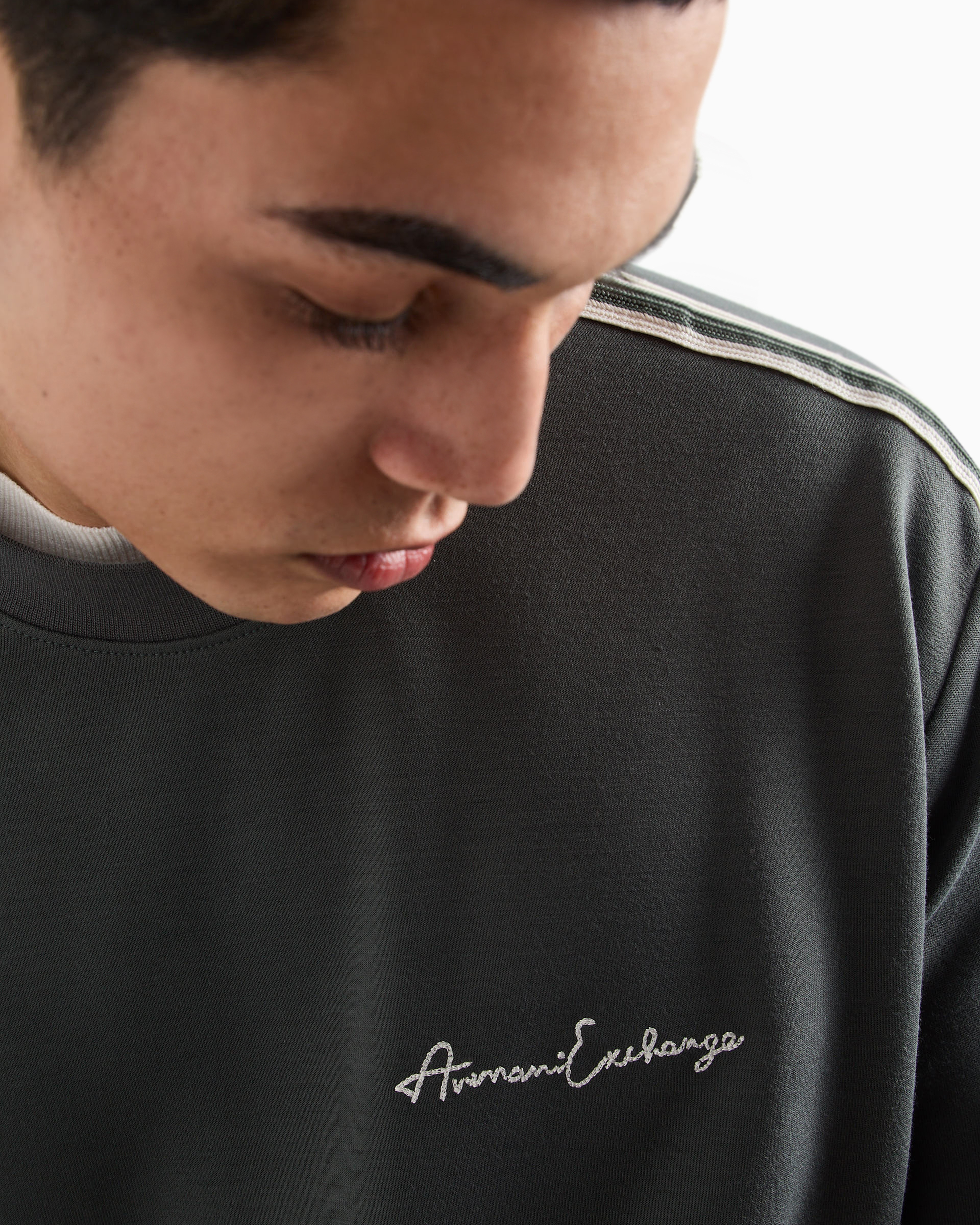 Armani Exchange Logo Signature Crewneck Sweatshirt In Green