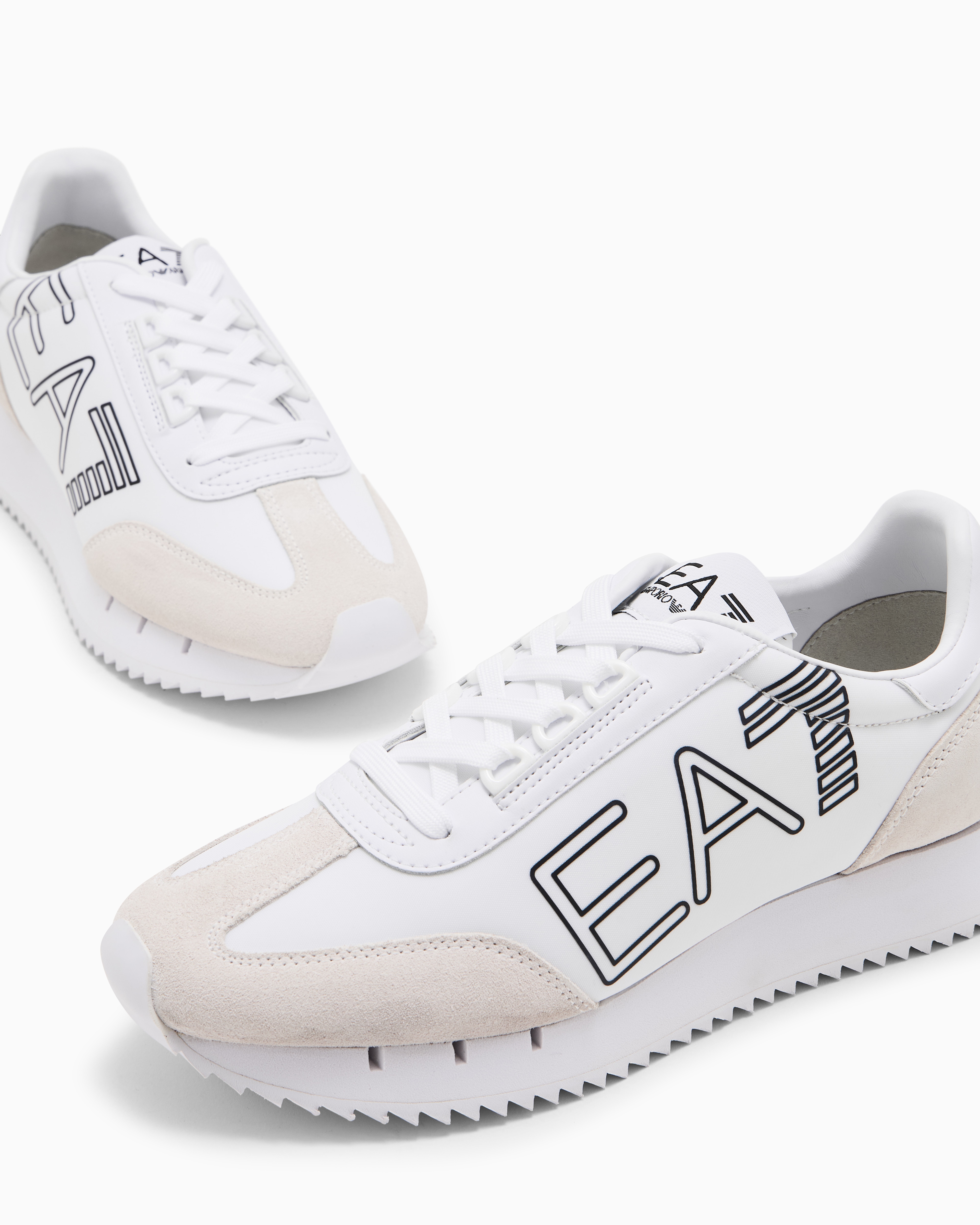 Ea7 Black And White Vintage Sneakers In White
