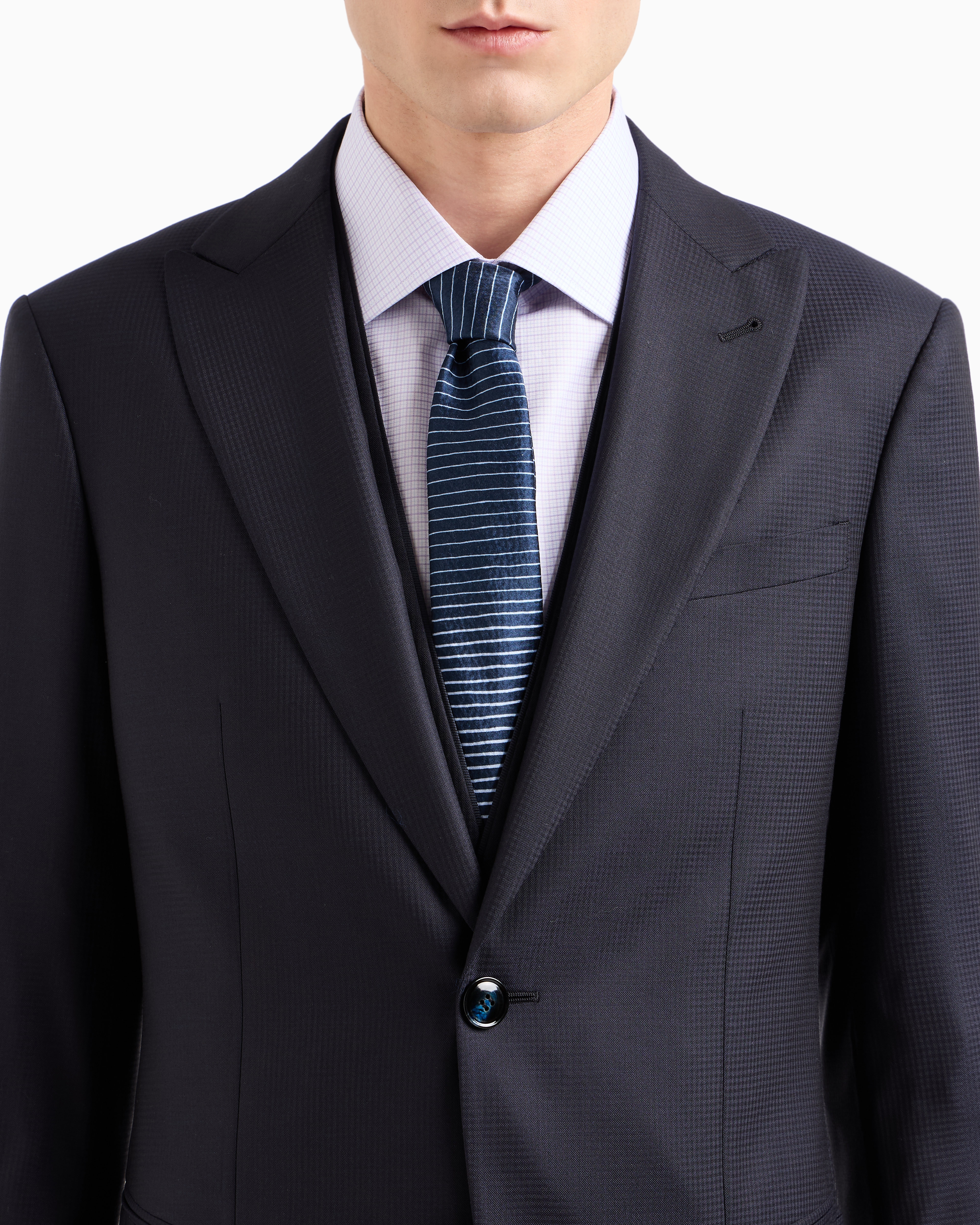 Giorgio Armani Soho Line Single-breasted Suit In Micro-gingham Wool