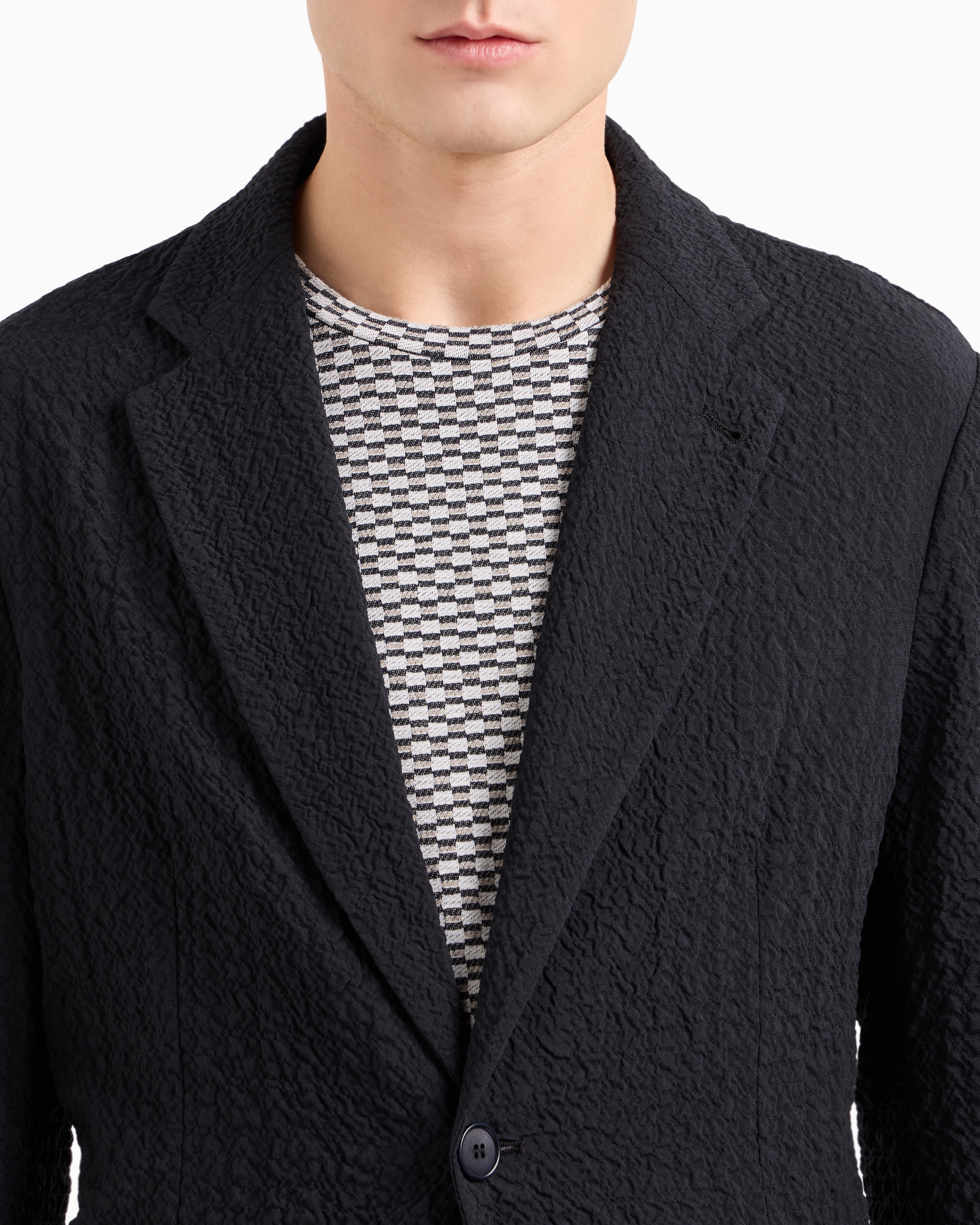 Giorgio Armani Micro-canneté Effect Notched-lapel Blazer
