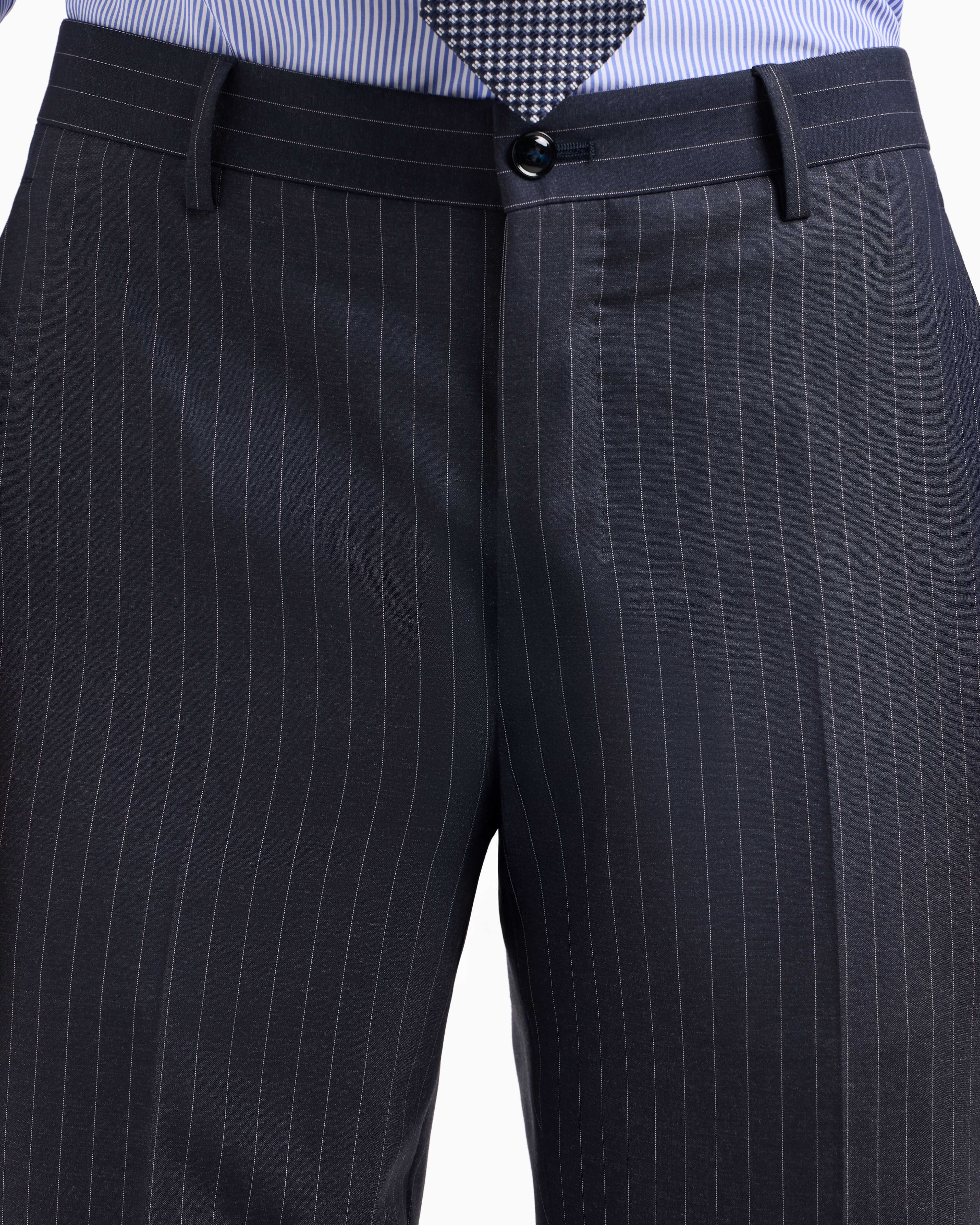 Giorgio Armani Napoli Line Double-breasted Pinstriped Suit In Virgin Wool