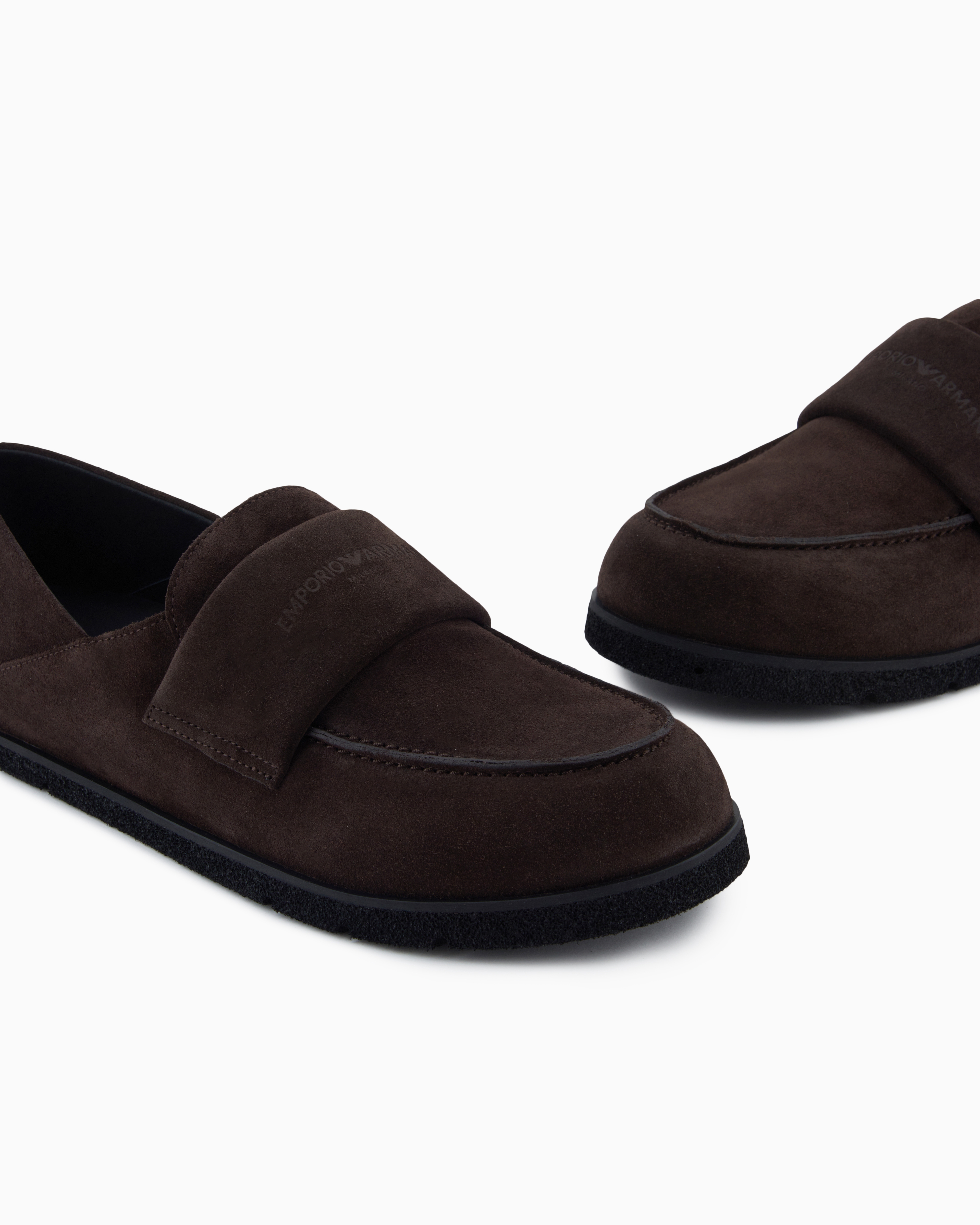 Emporio Armani Mocassins En Cuir Suédé In Black