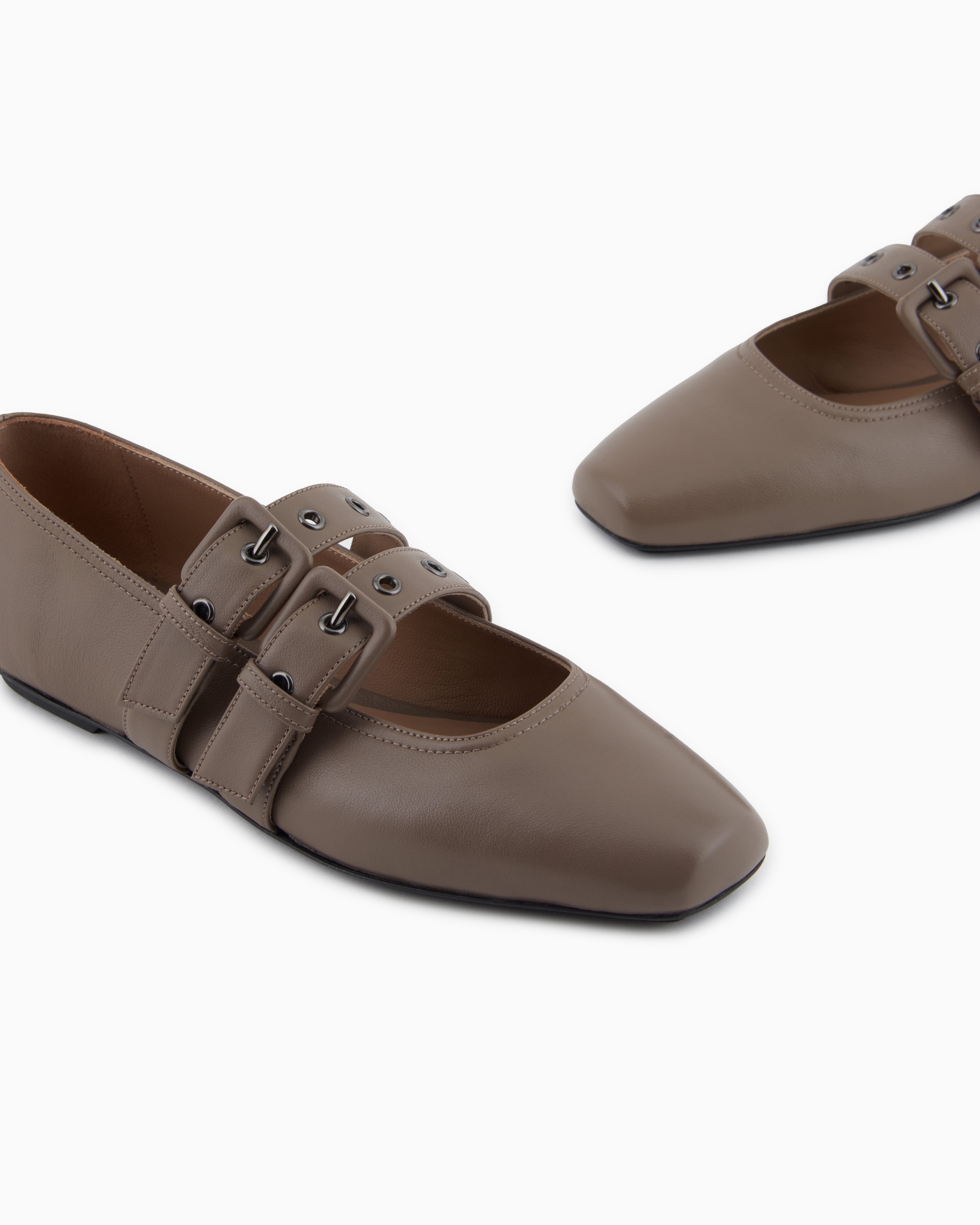 クレッシェント　バレリーナ　レザー　ダブルストラップ　厚底シューズ ダブルストラップレースバレリーナ - レッド | ZARA Japan / 日本