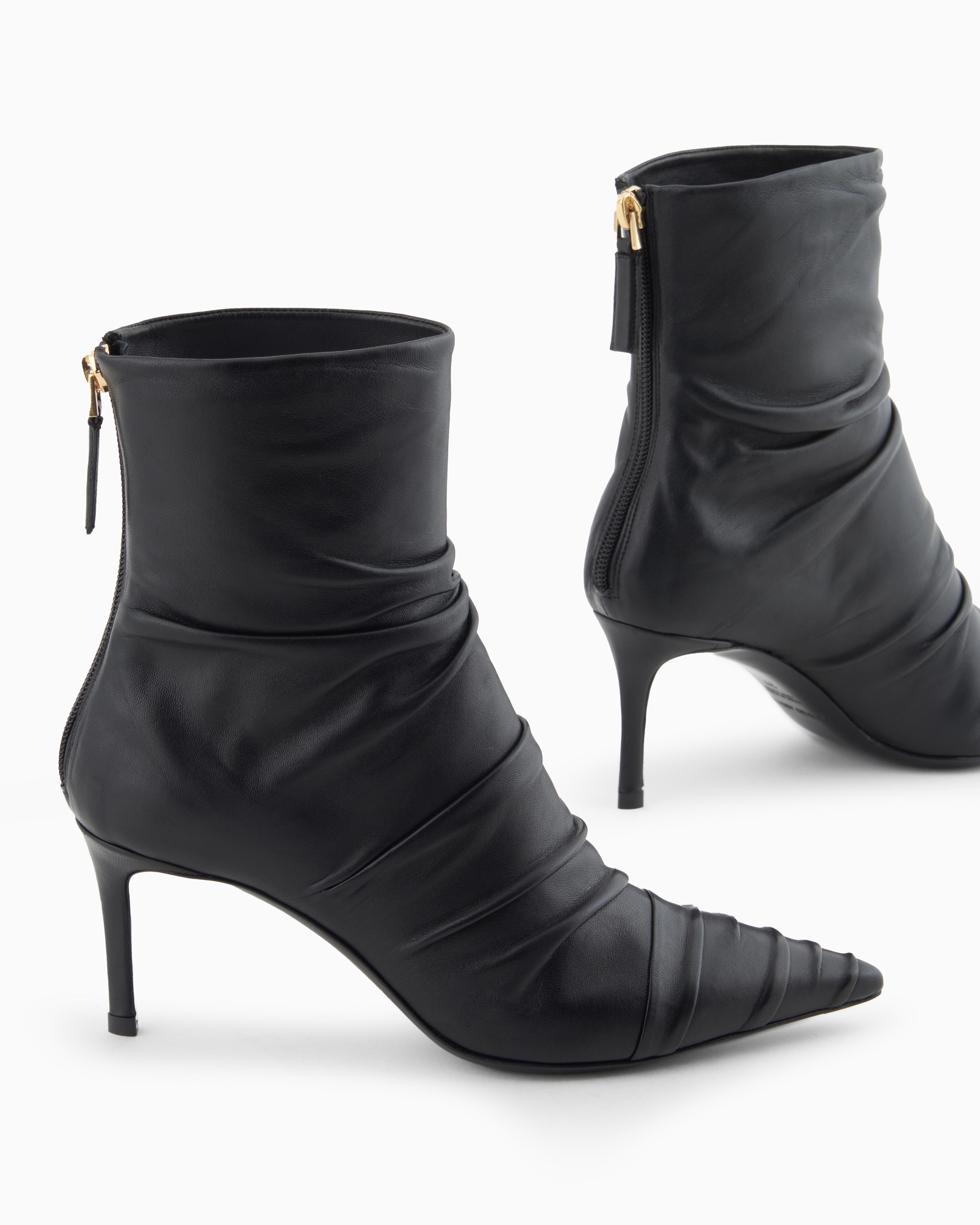 Giorgio Armani Nappa Leather Ankle Boots In Black
