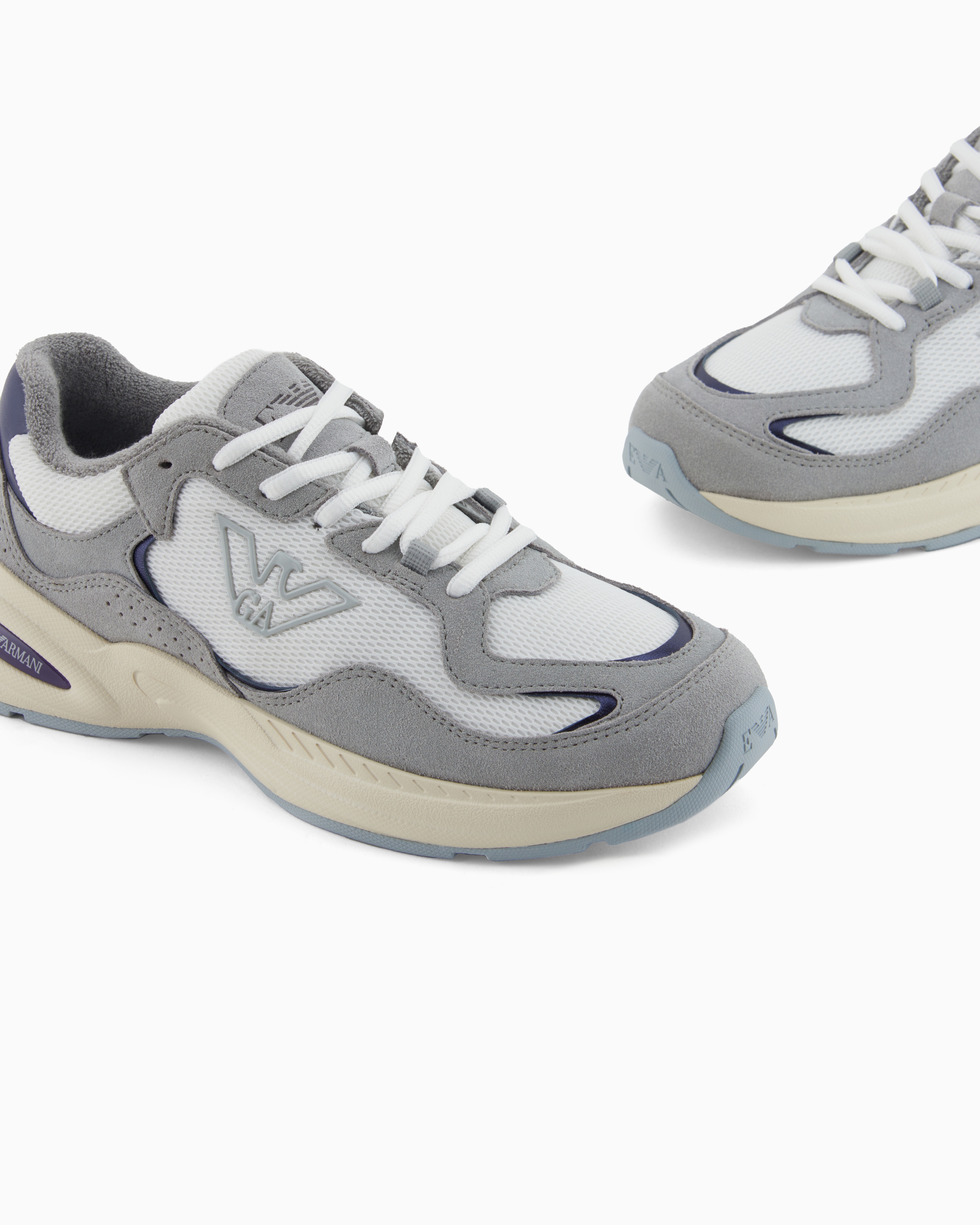 Mesh sneakers with suede details and an eagle logo | Emporio