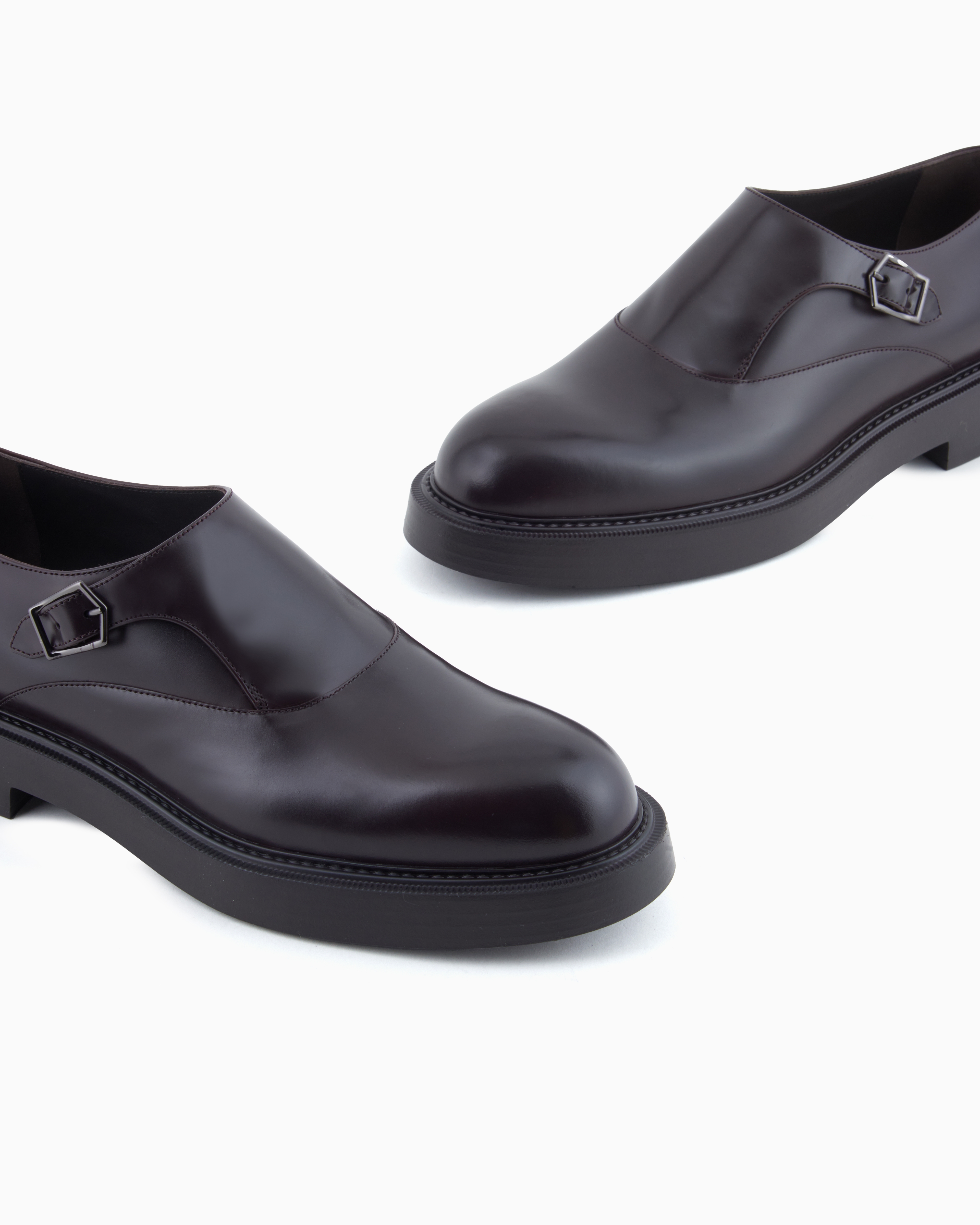 Emporio Armani Lace-up Shoes With Buckle And Block Heel In Brown