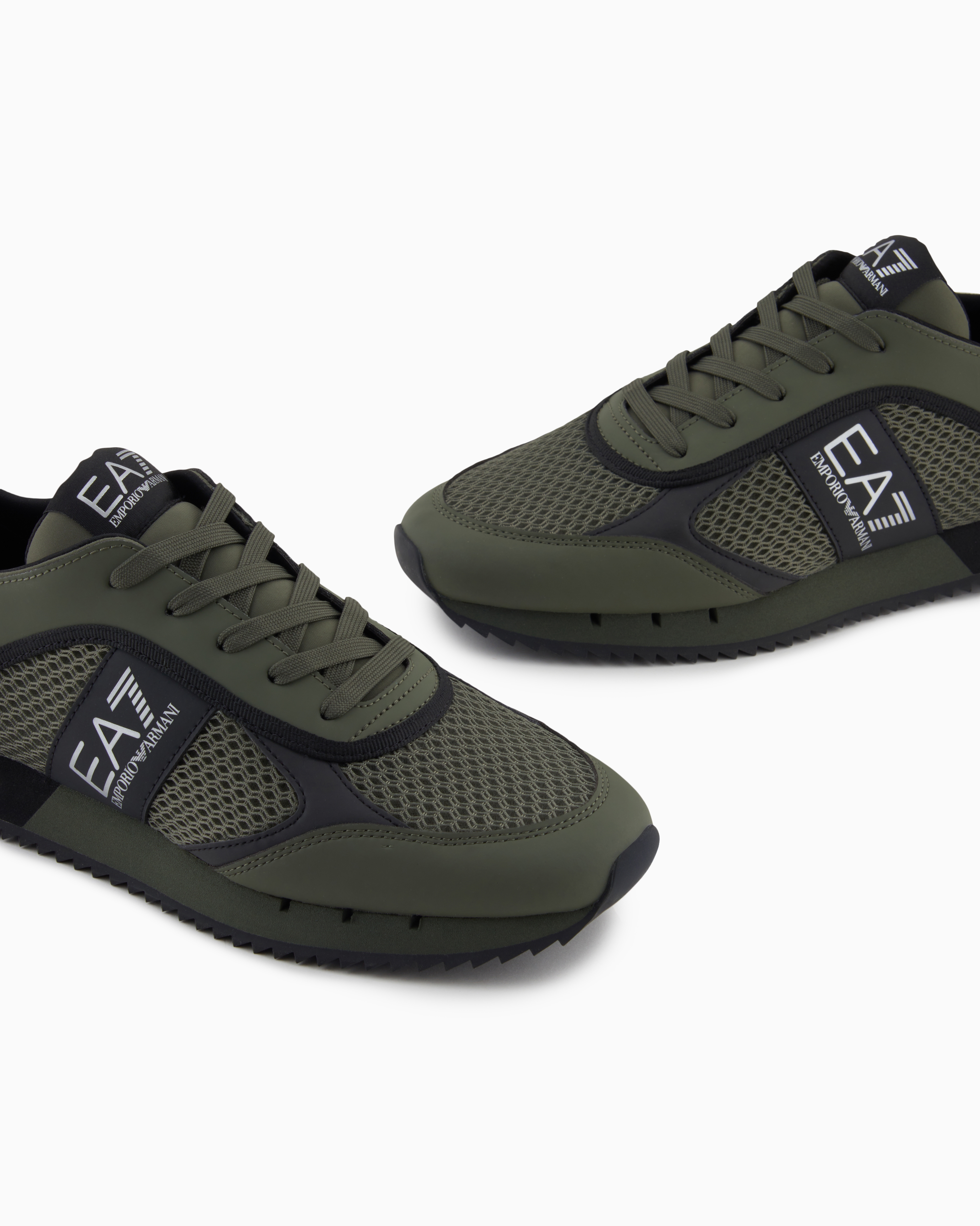 Ea7 Black And White Laces Sneakers In Green