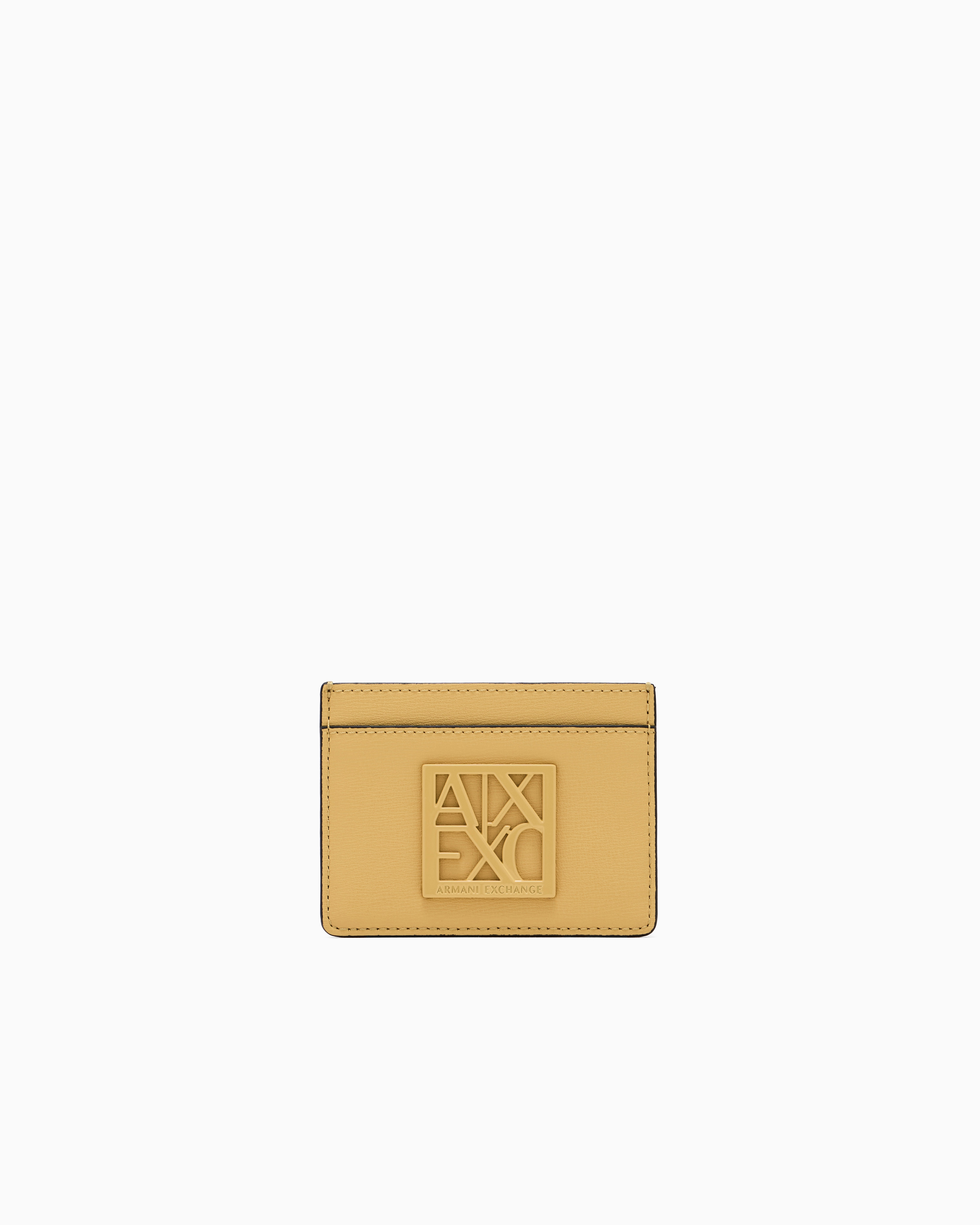 Armani Exchange Coated Fabric Card Holder In Yellow