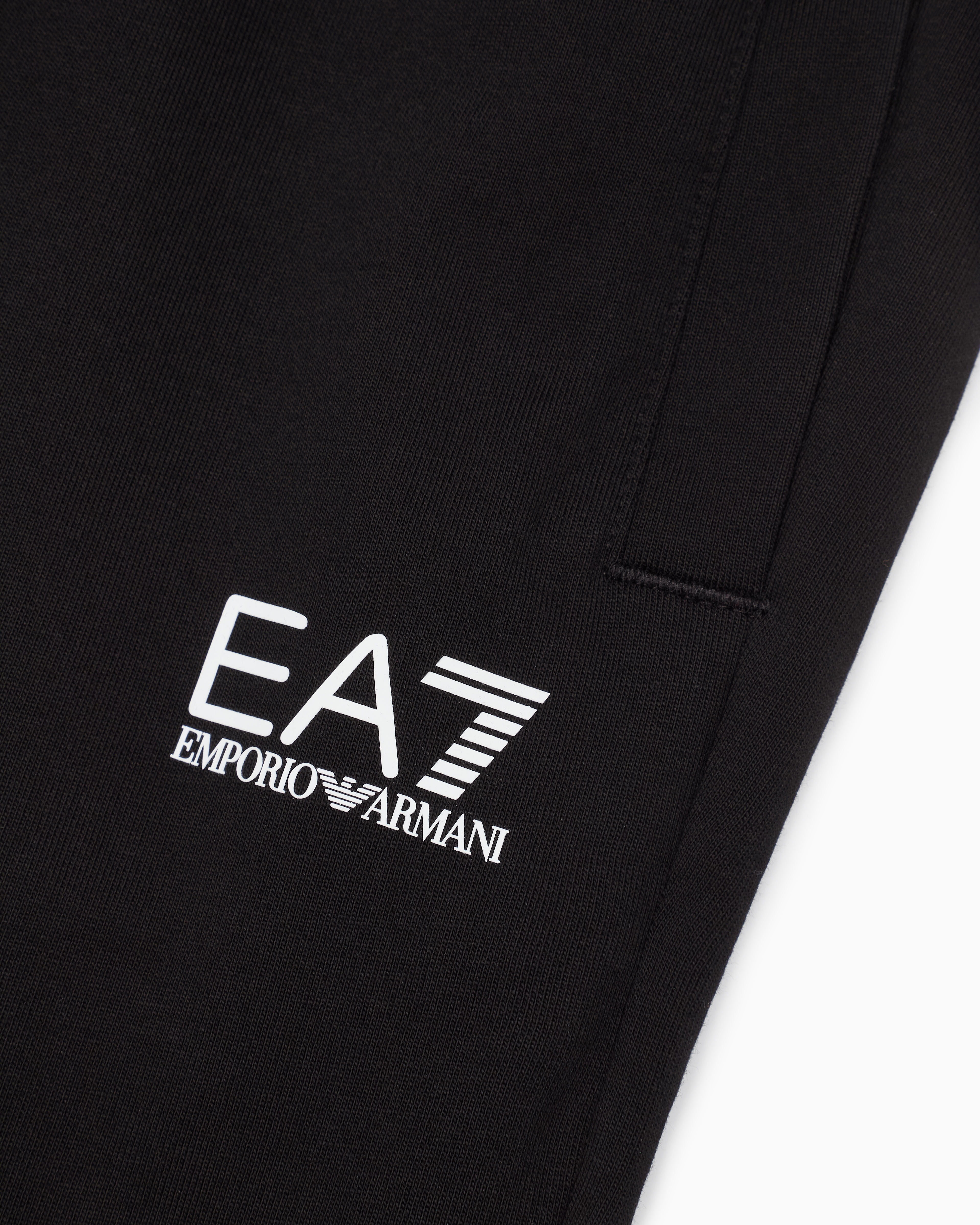 Ea7 Emporio Armani Boys Black Cotton Monogram Joggers In Black