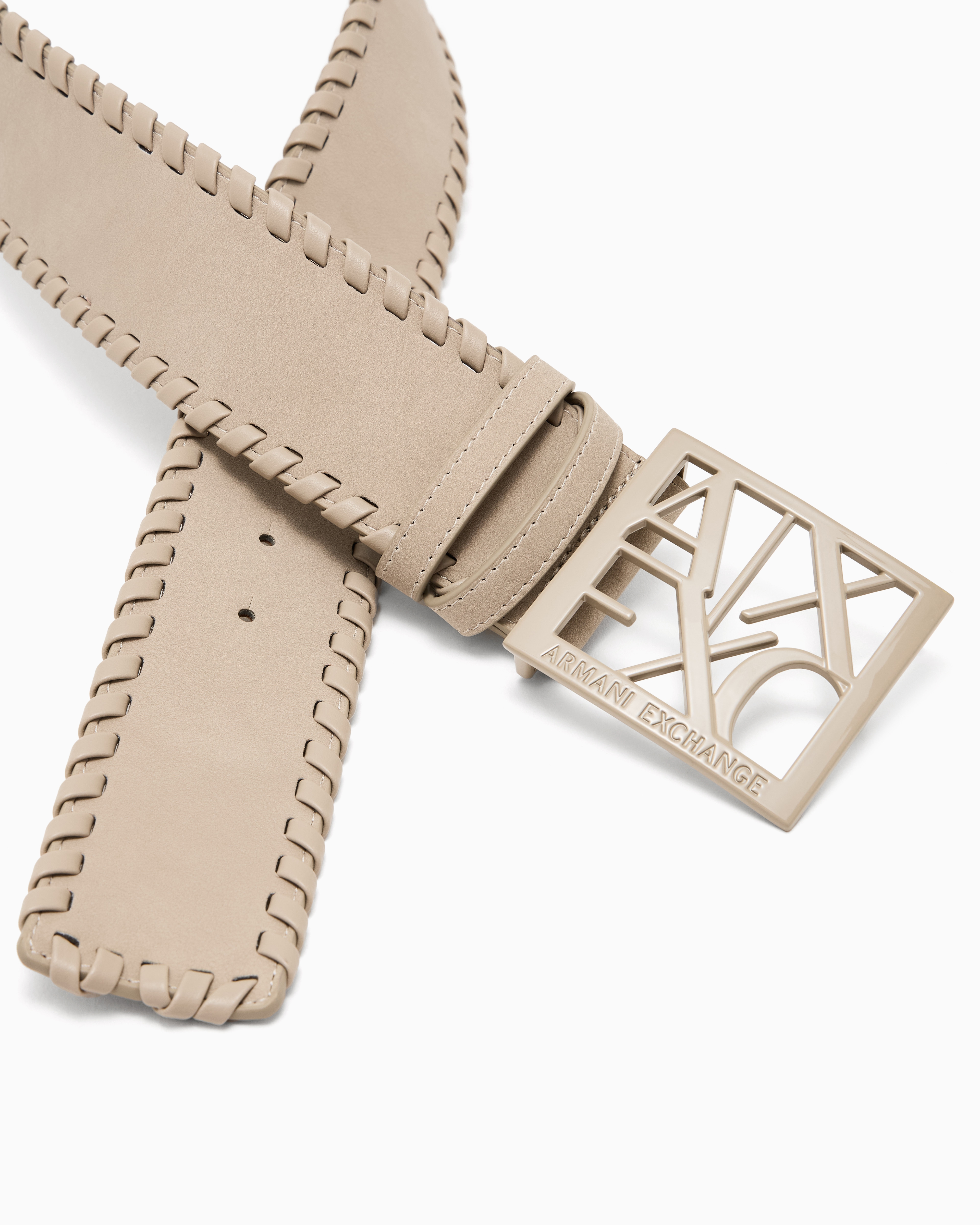 Armani Exchange - Suede belt with logo, Woman, Beige, Size: