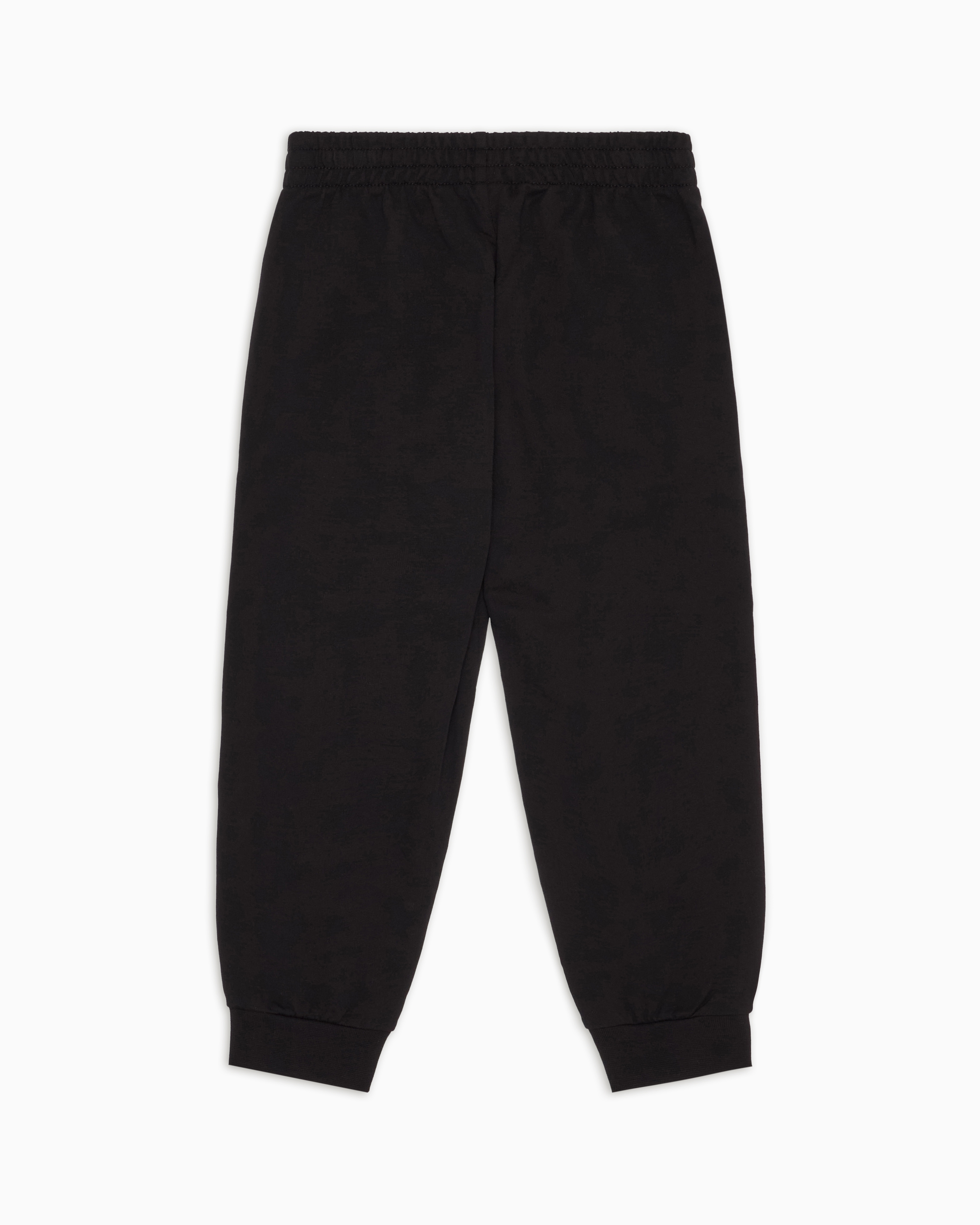 Ea7 Emporio Armani Boys Black Cotton Monogram Joggers In Black