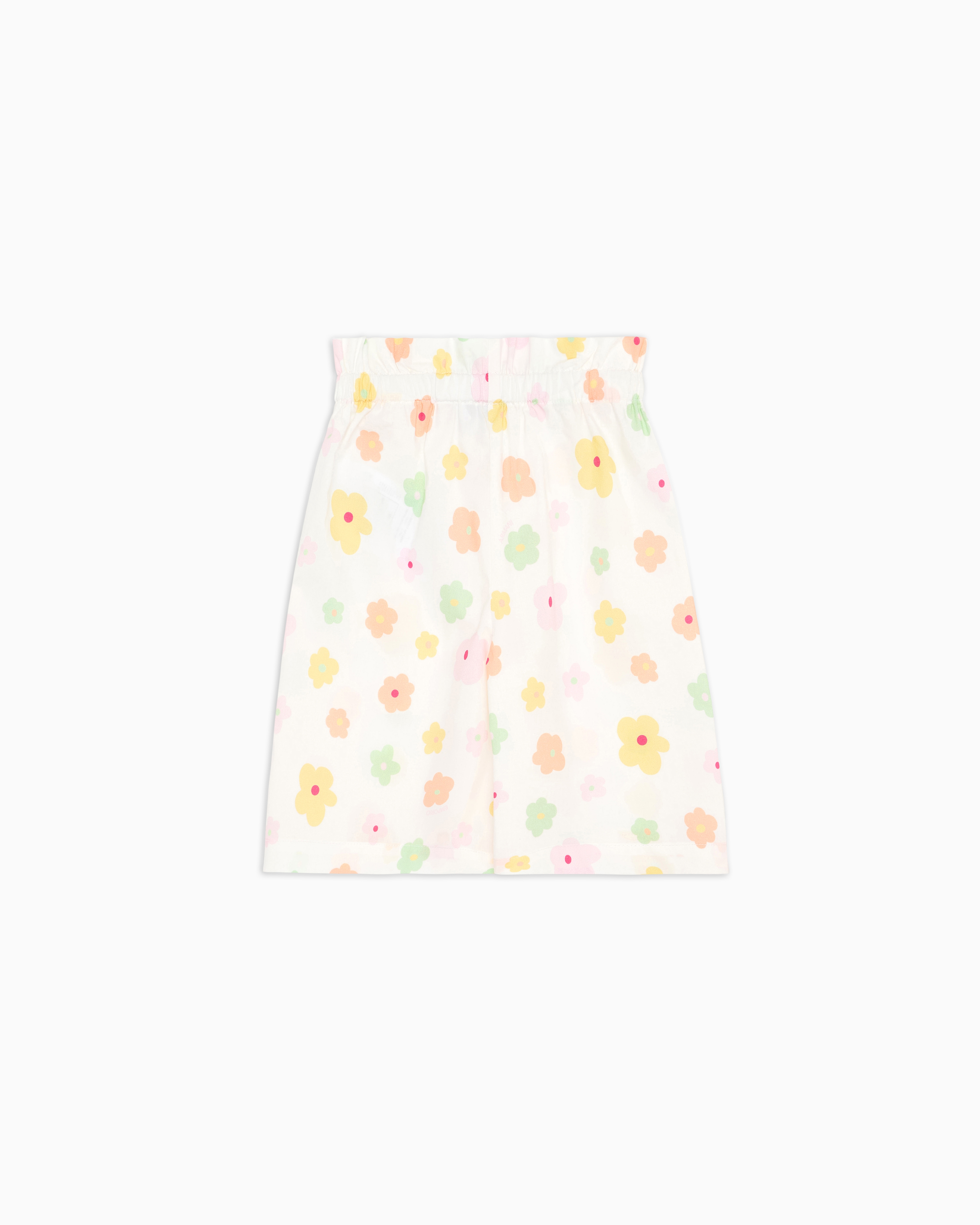 Emporio Armani Poplin Boy Shorts With An All-over Print In Multicoloured