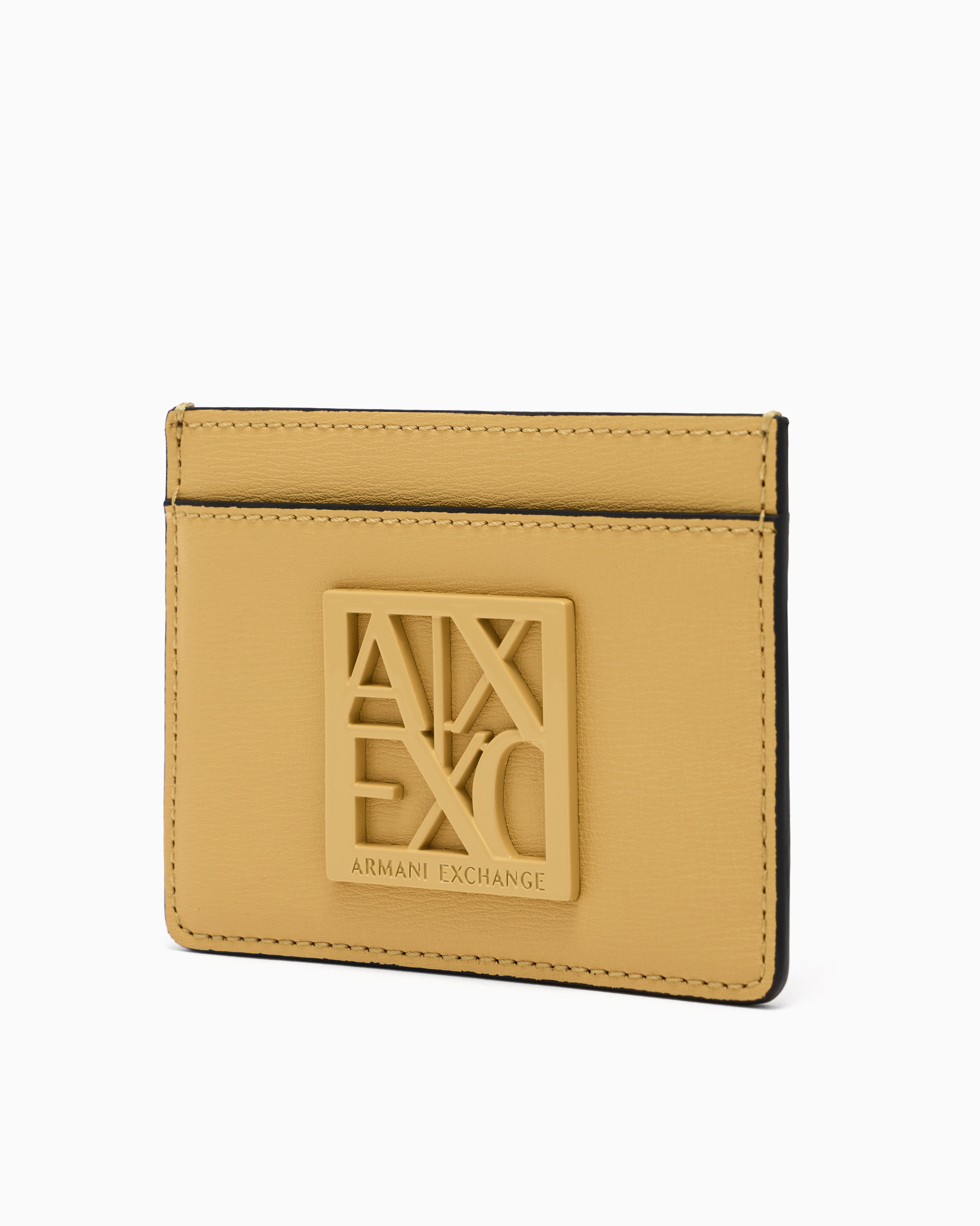 Armani Exchange Coated Fabric Card Holder In Yellow