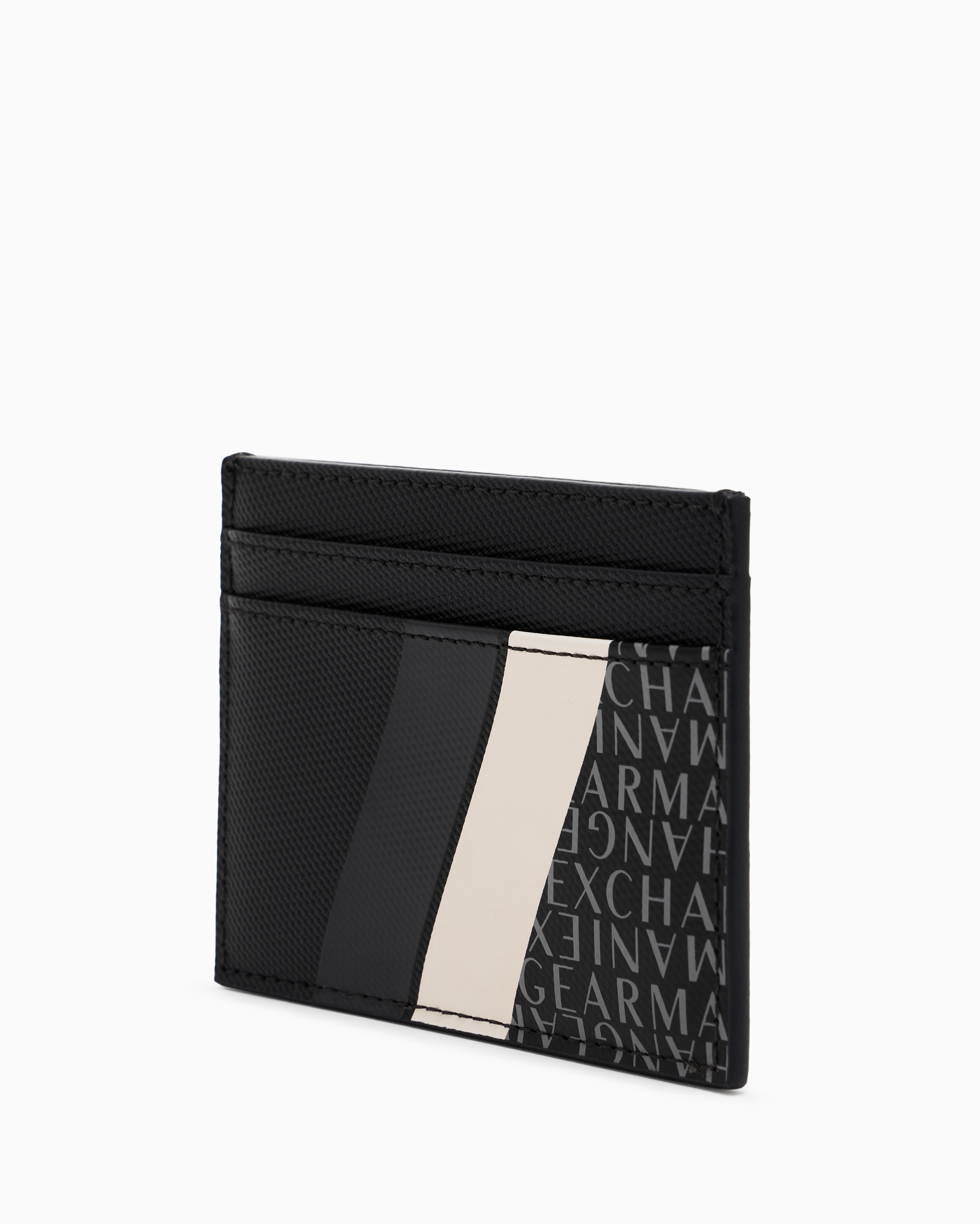 ARMANI EXCHANGE CARD HOLDER WITH MONOGRAM AND STRIPES