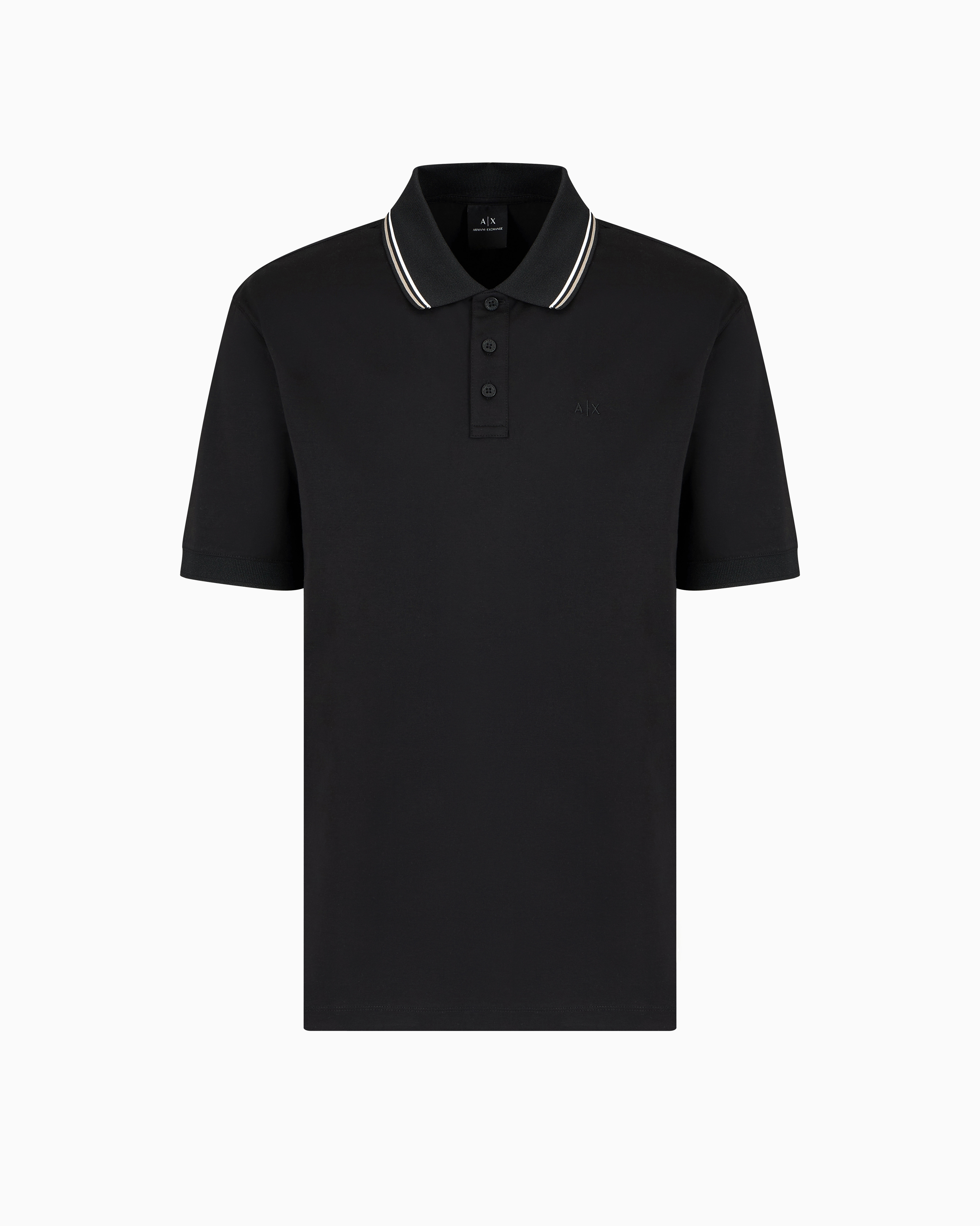 Armani Exchange Regular Fit Polo Shirt In Mercerised Cotton In Black