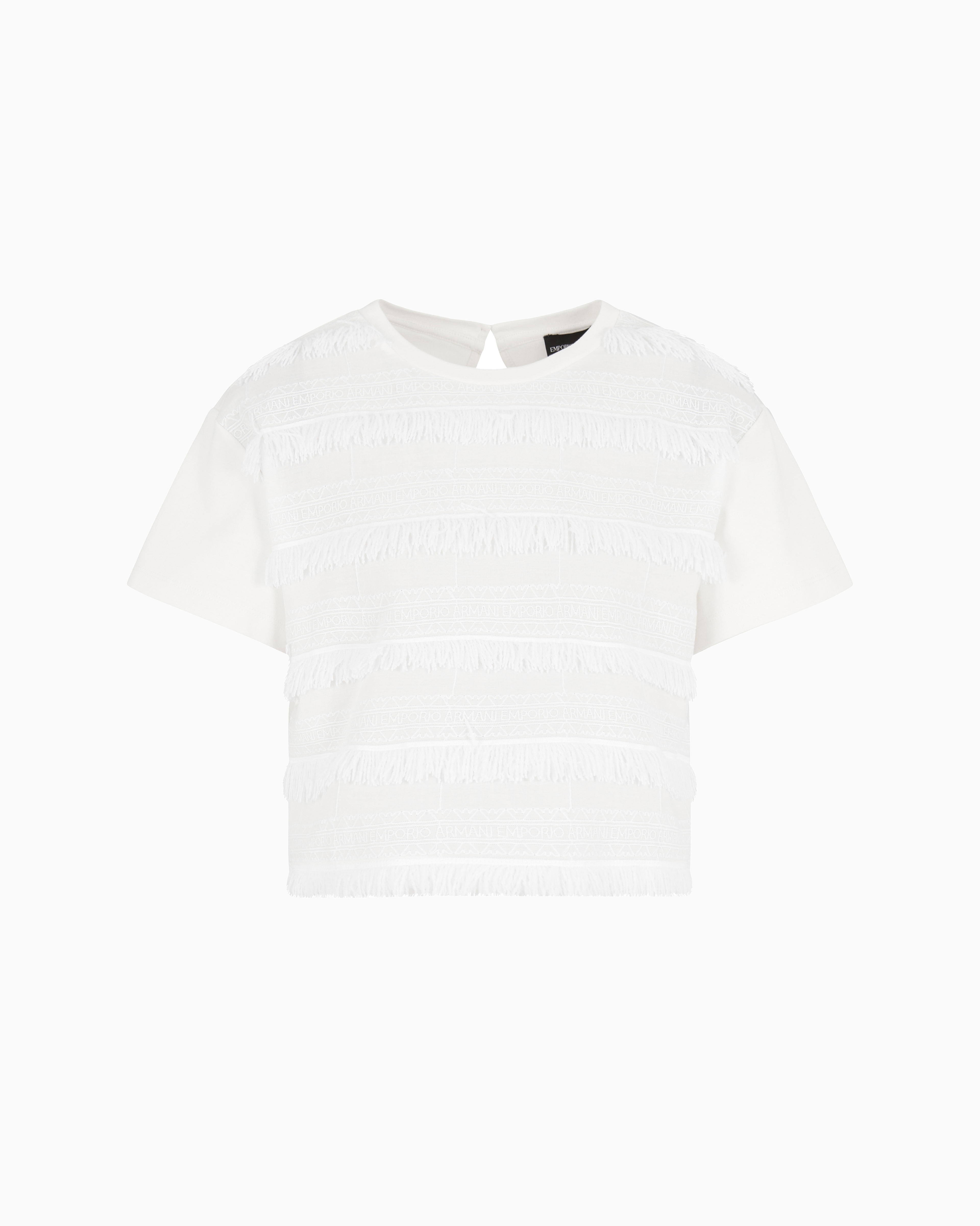 tシャツ 「エンポリオ アルマーニ」Tシャツ スーピマインターロックジャージー フリンジ レディース undefined
