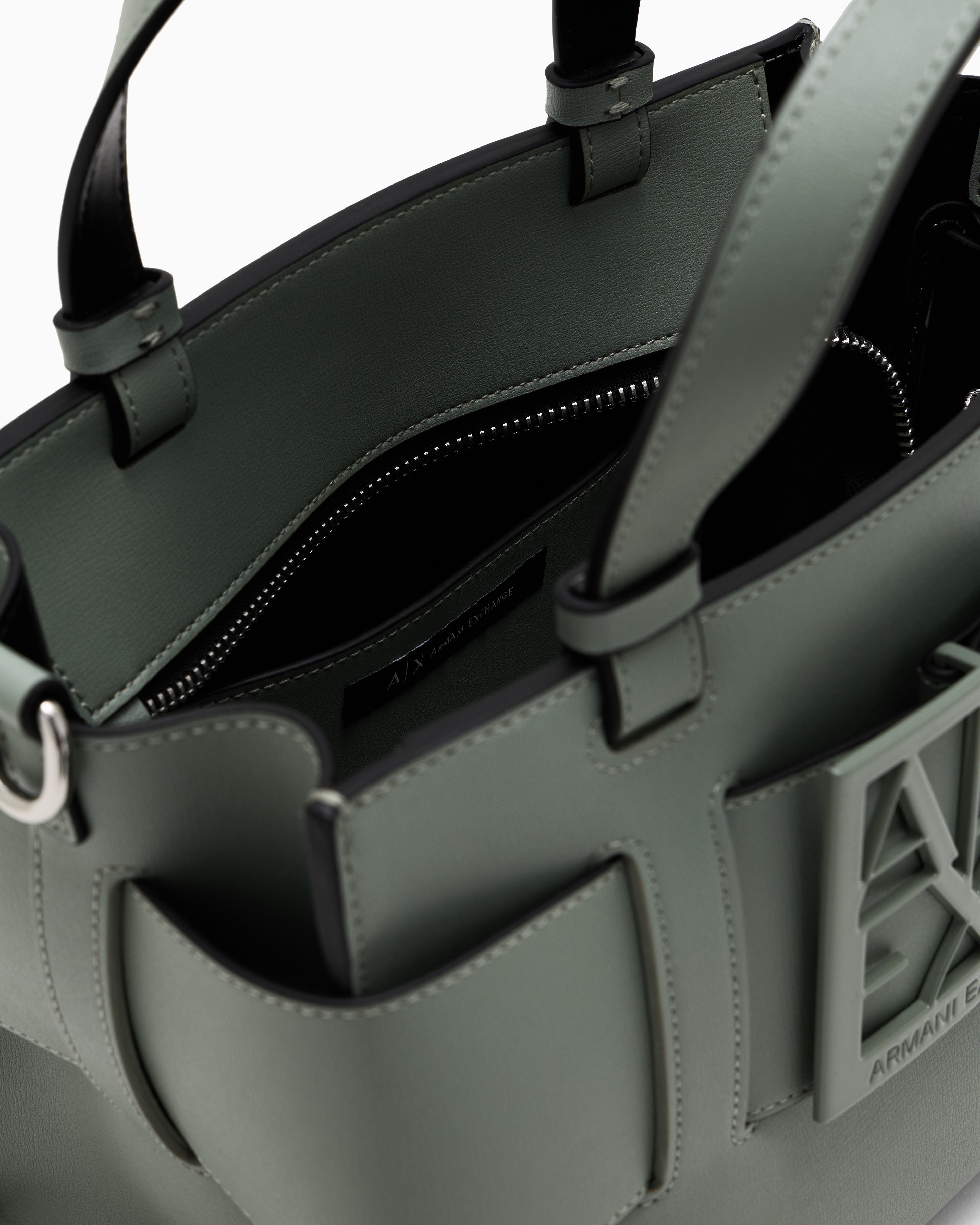 Armani Exchange Medium Tote Bag With Double Handles And Shoulder Strap In Green