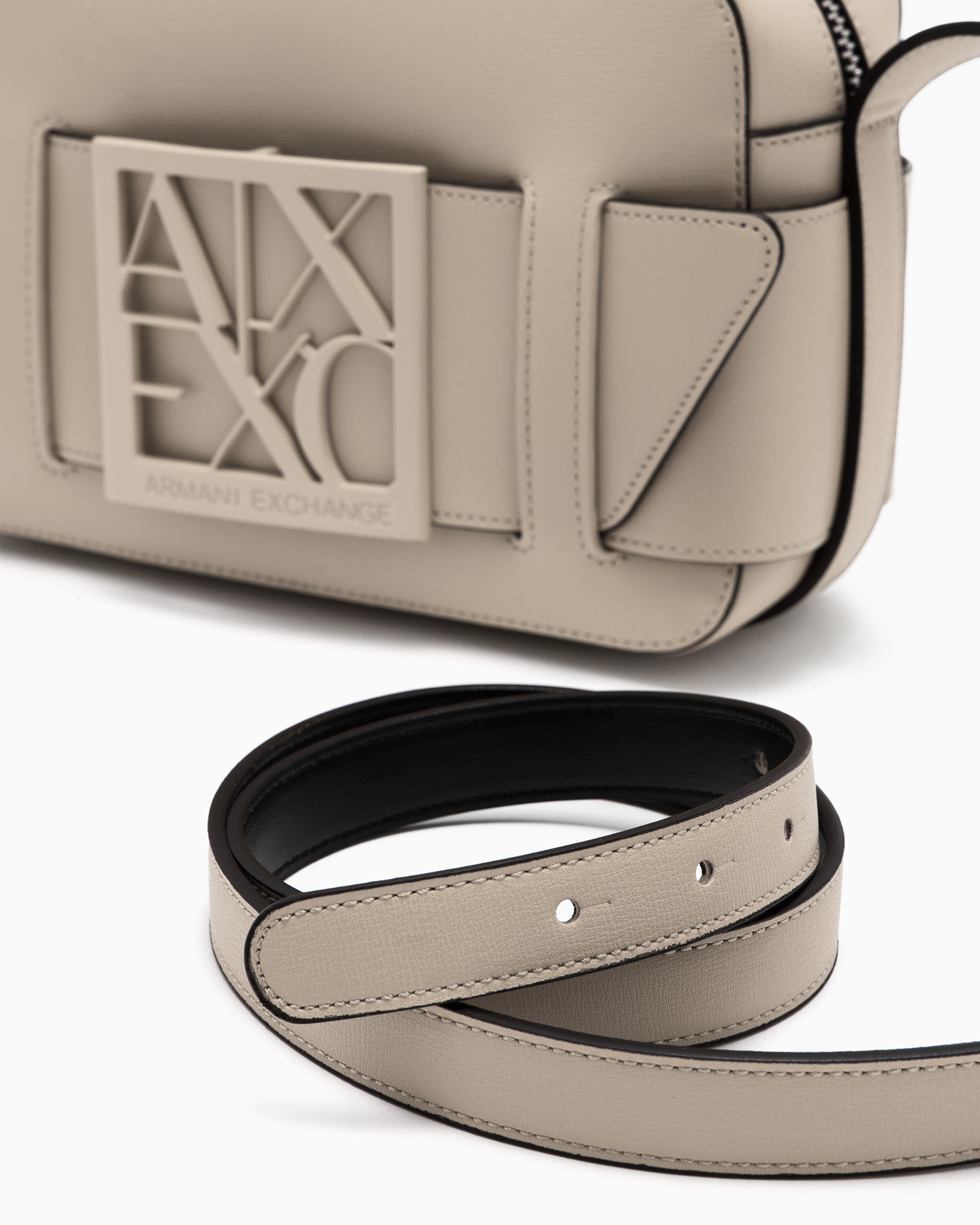 Armani Exchange Crossbody Bag With Logo In Beige