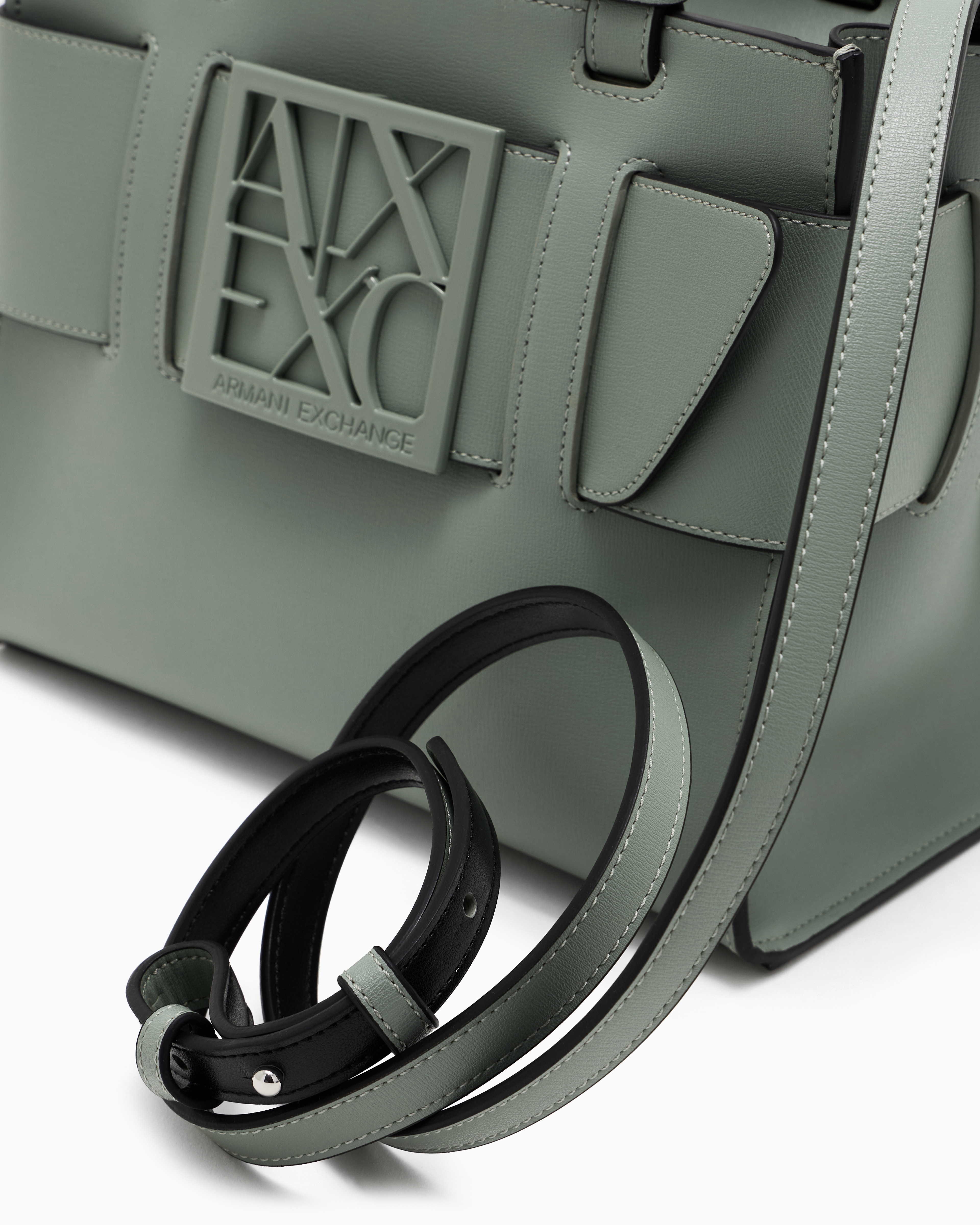 Armani Exchange Medium Tote Bag With Double Handles And Shoulder Strap In Green