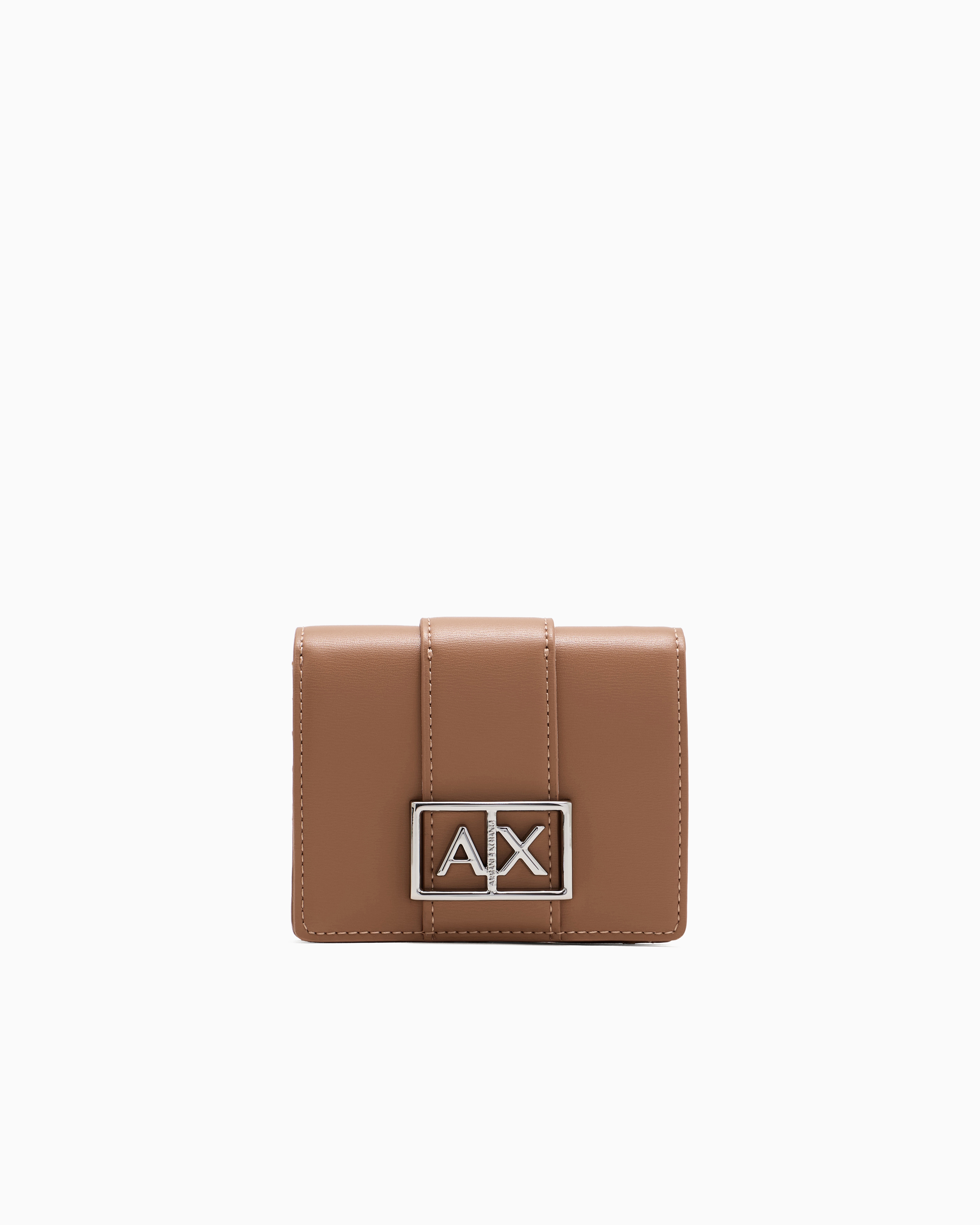 Armani Exchange Small Wallet With Asv Logo In Camel