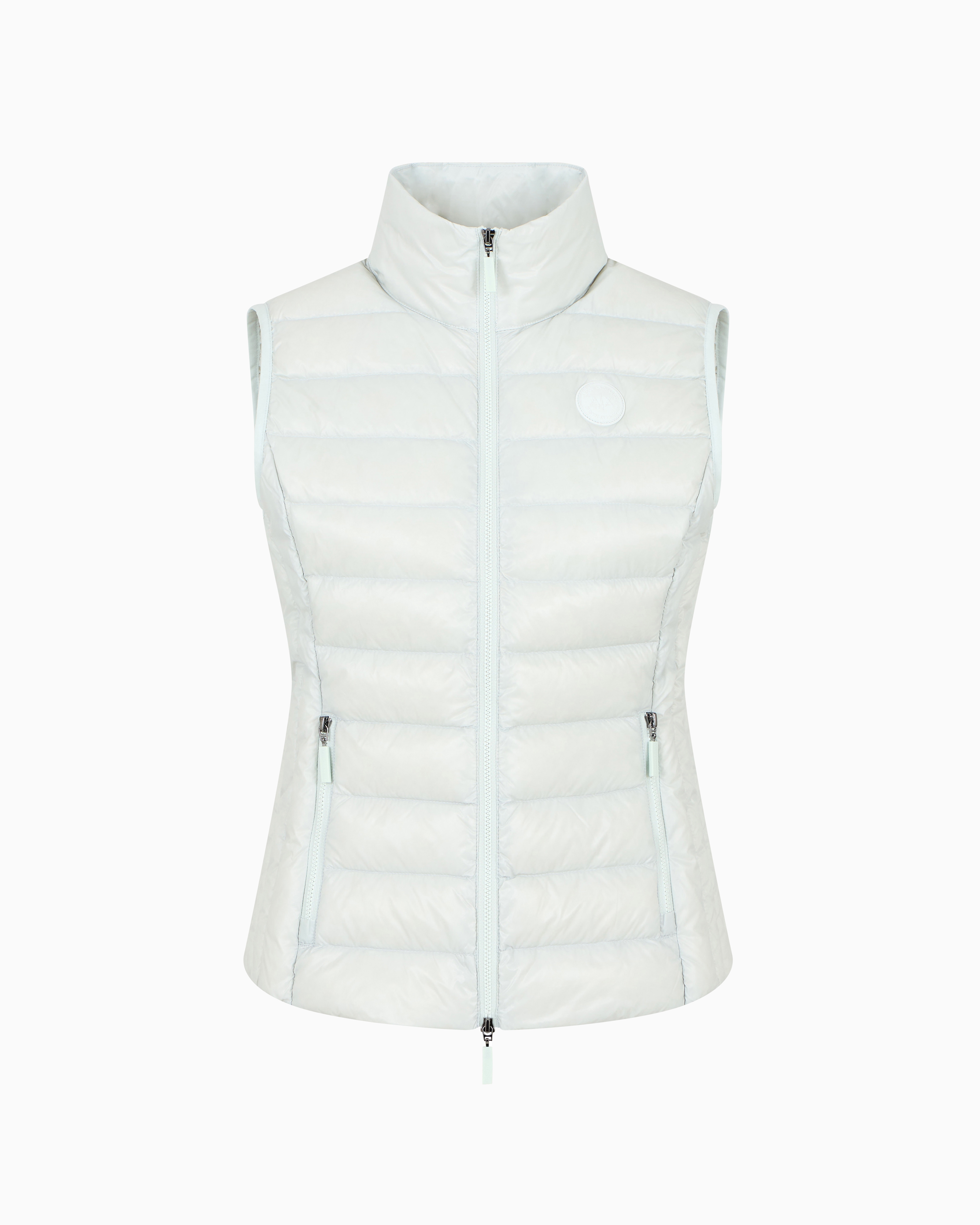 Armani Exchange Icon Project Sleeveless Padded Down Jacket In Light Blue