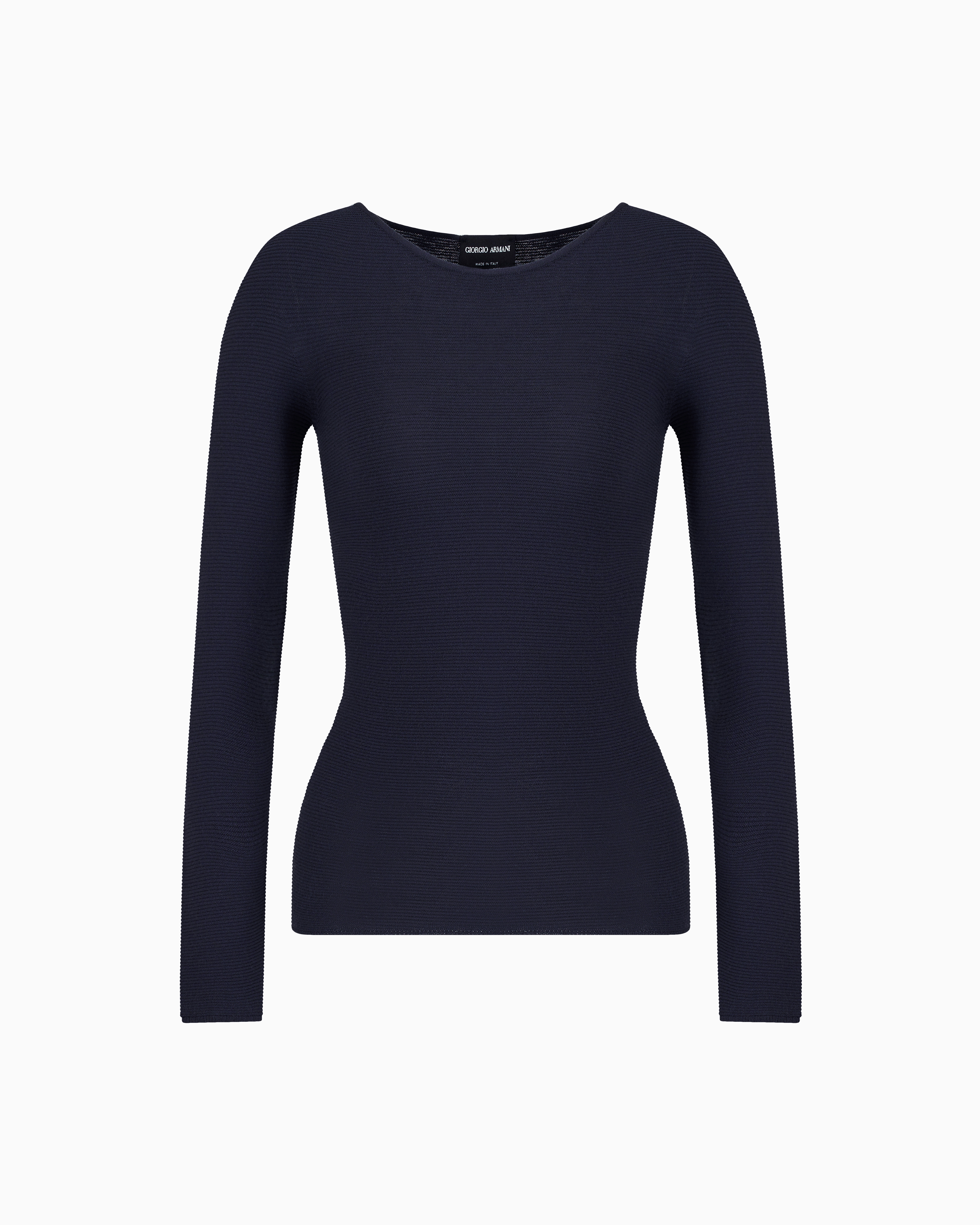 Giorgio Armani Links-stitch Viscose Long-sleeved Jumper In Grey