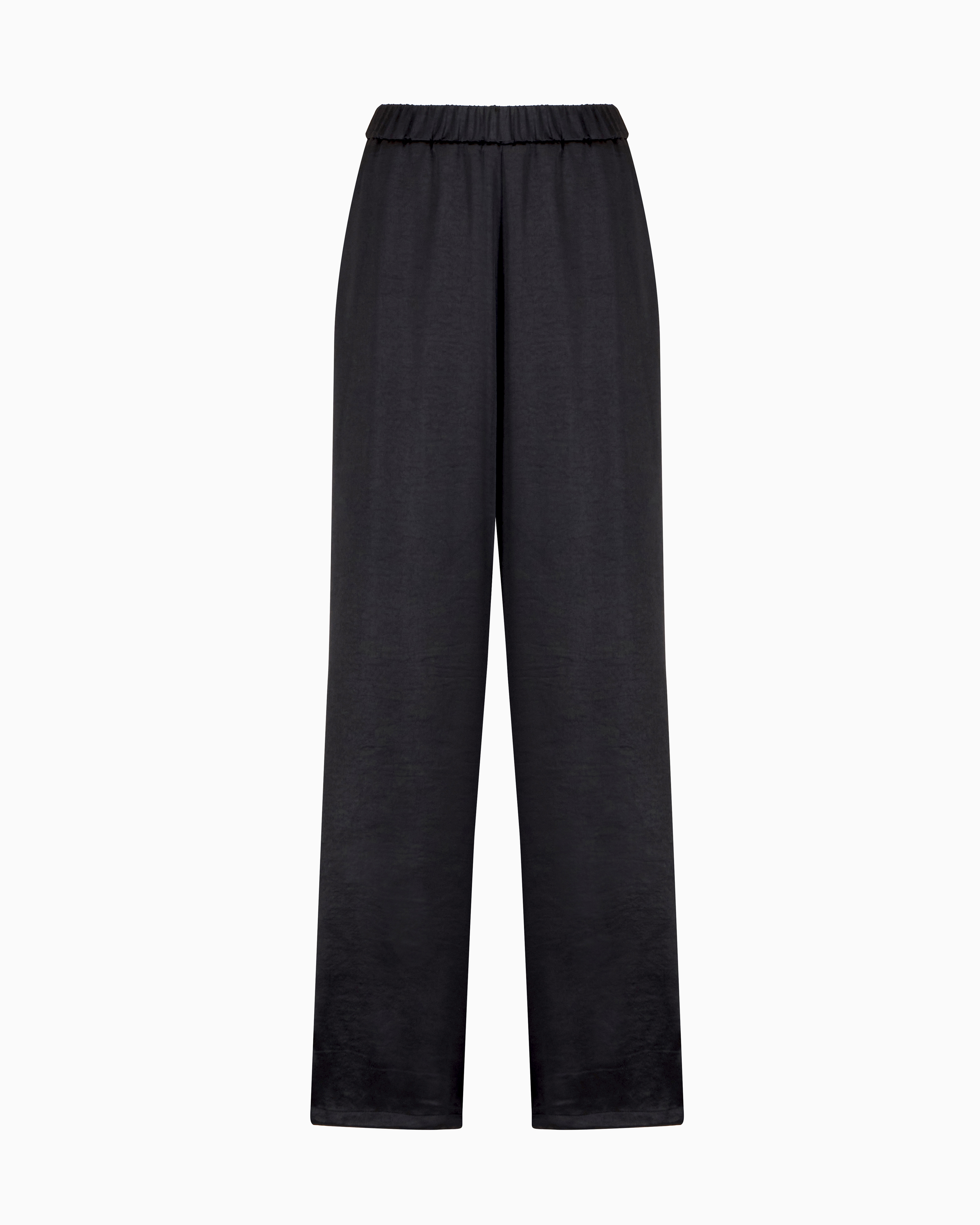 Ea7 Precious Satin-effect Fabric Trousers In Black