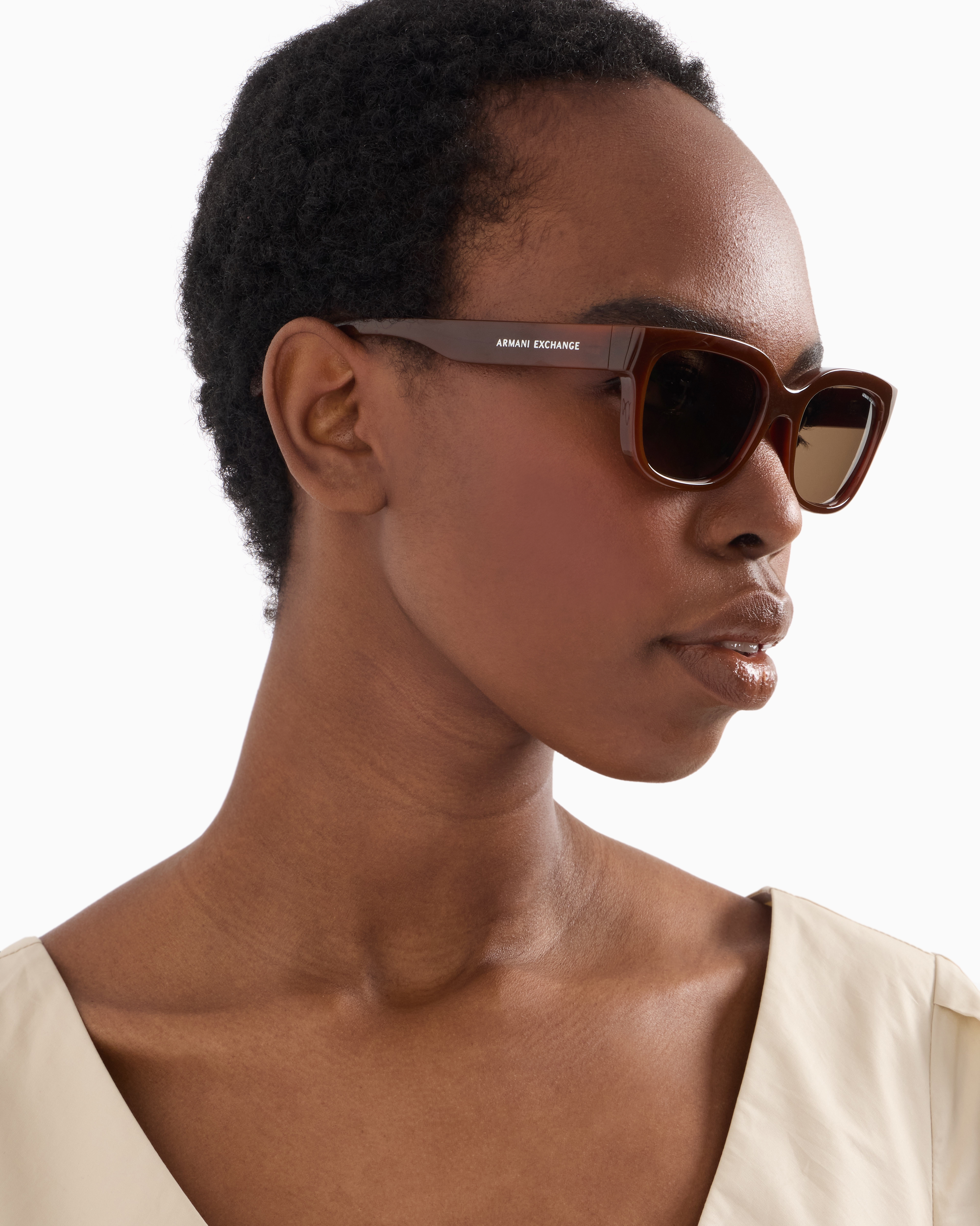 Armani Exchange - Irregular-shaped women’s sunglasses , Woman, Brown, Size: 54L