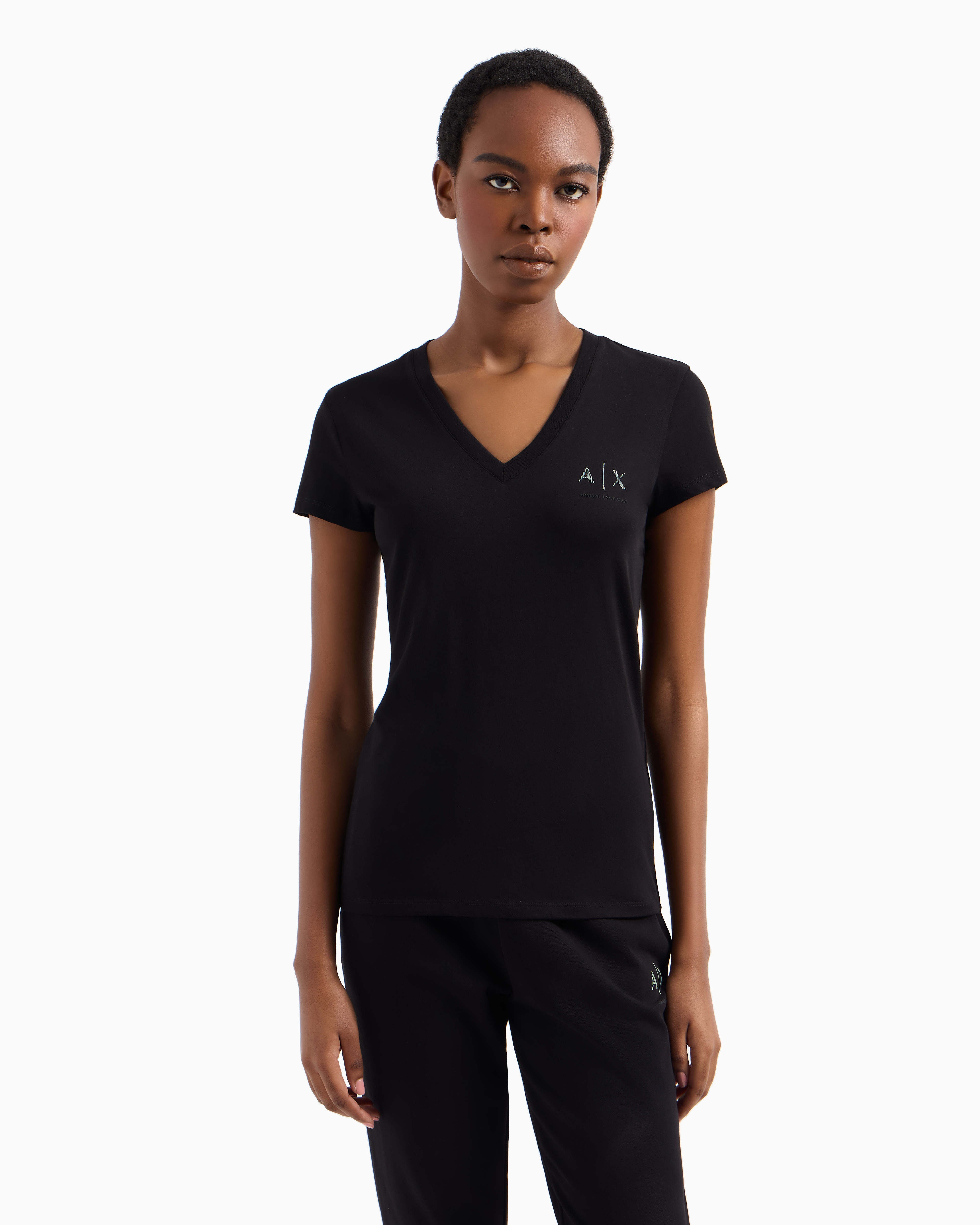 Armani Exchange - Slim Fit T-Shirts, Woman, Black, Size: