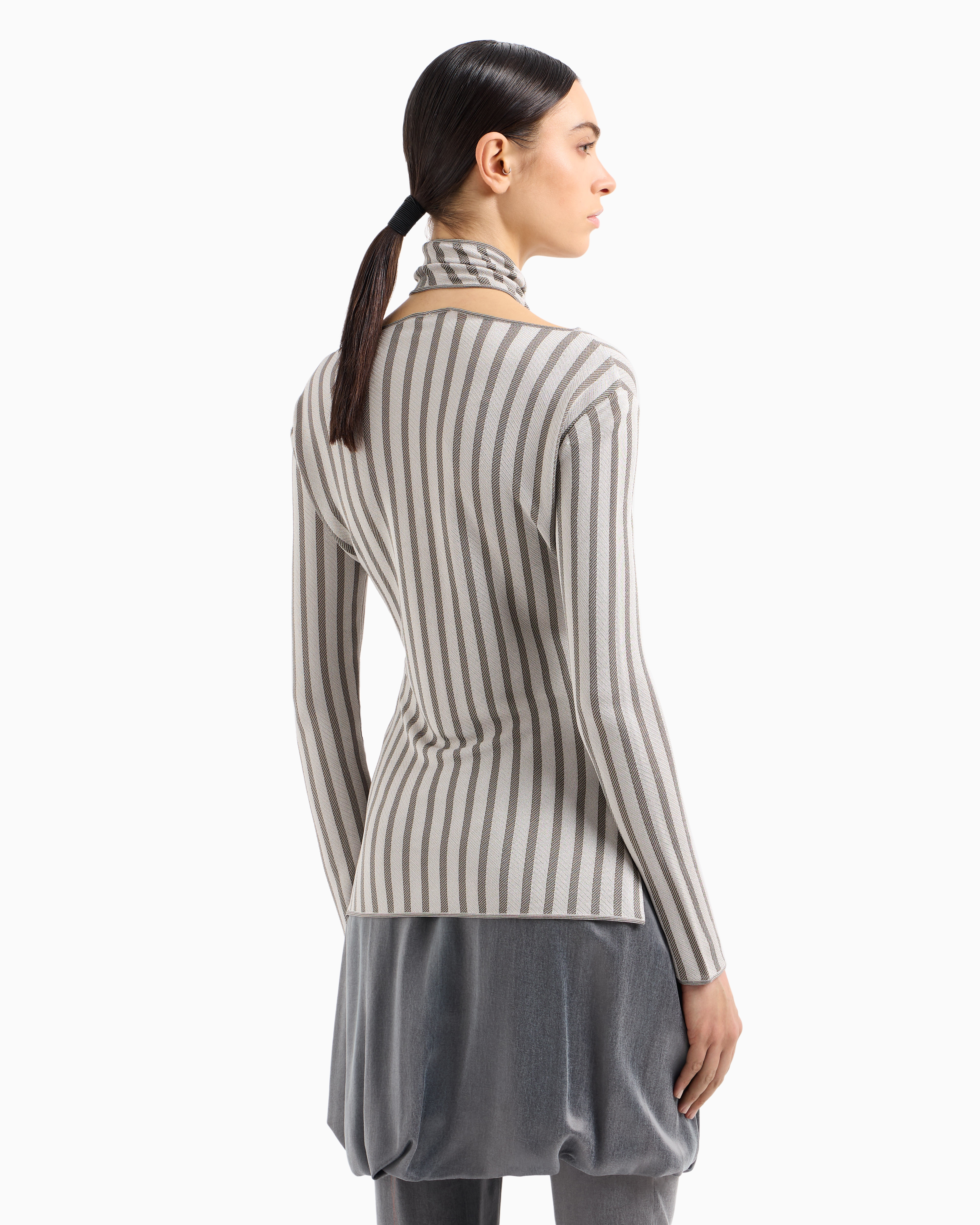 Giorgio Armani Viscose Jumper With Jacquard Stripes
