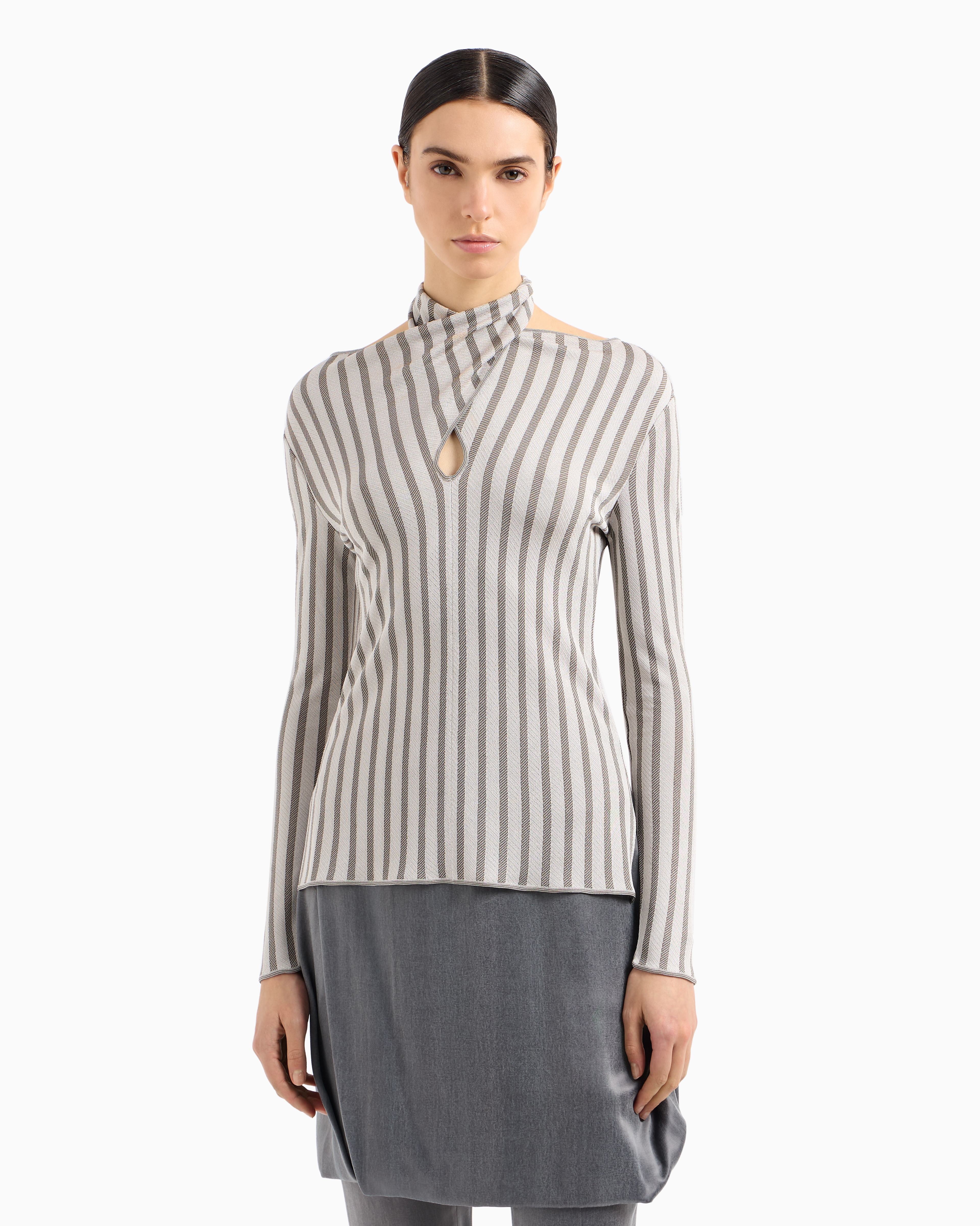 Giorgio Armani Viscose Jumper With Jacquard Stripes