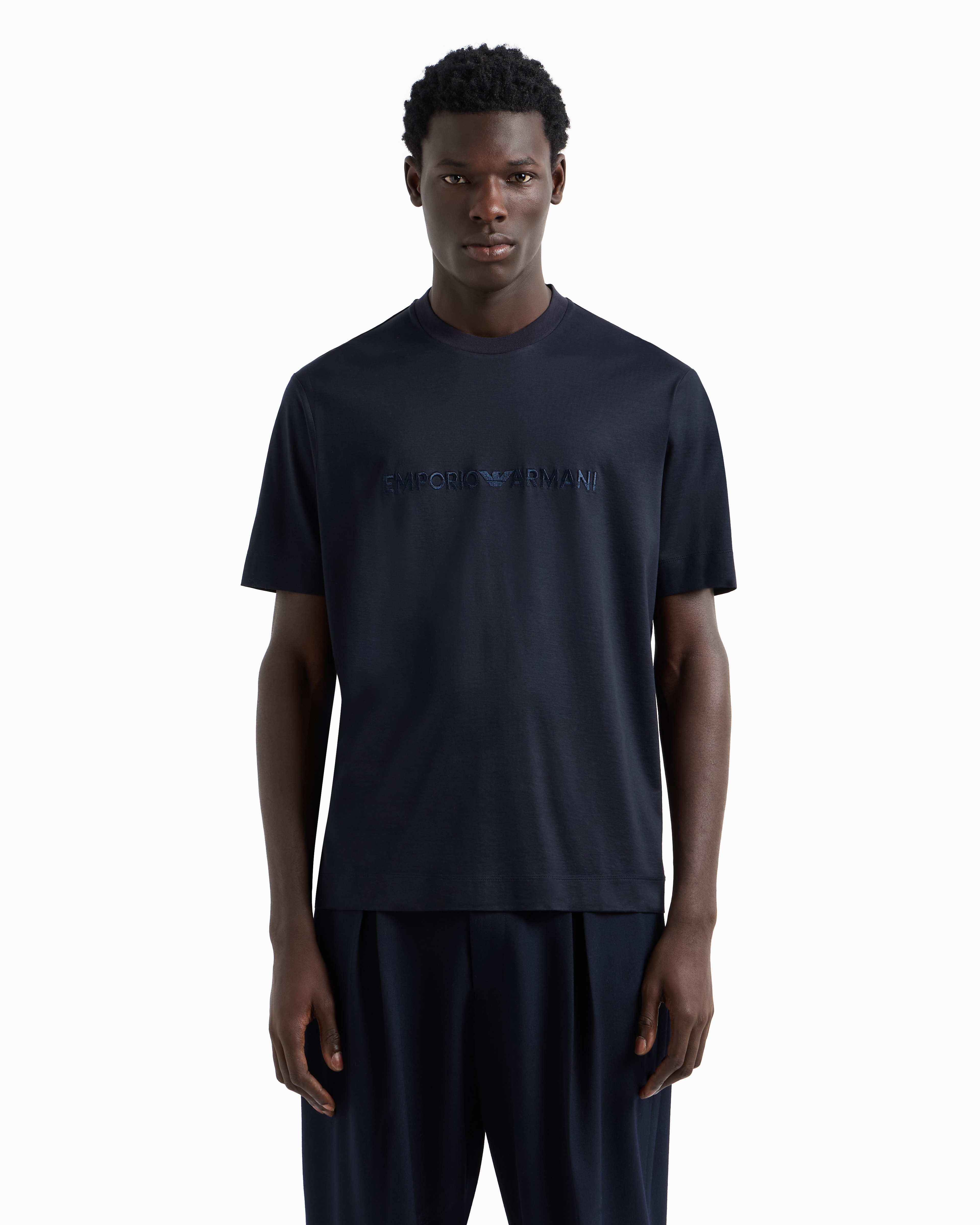 Tシャツ・カットソー EMPORIO ARMANI SS25 T-SHIRT (EM000747 AF12913 UB118) ASV jersey-Lyocell blend T-shirt with Emporio Armani