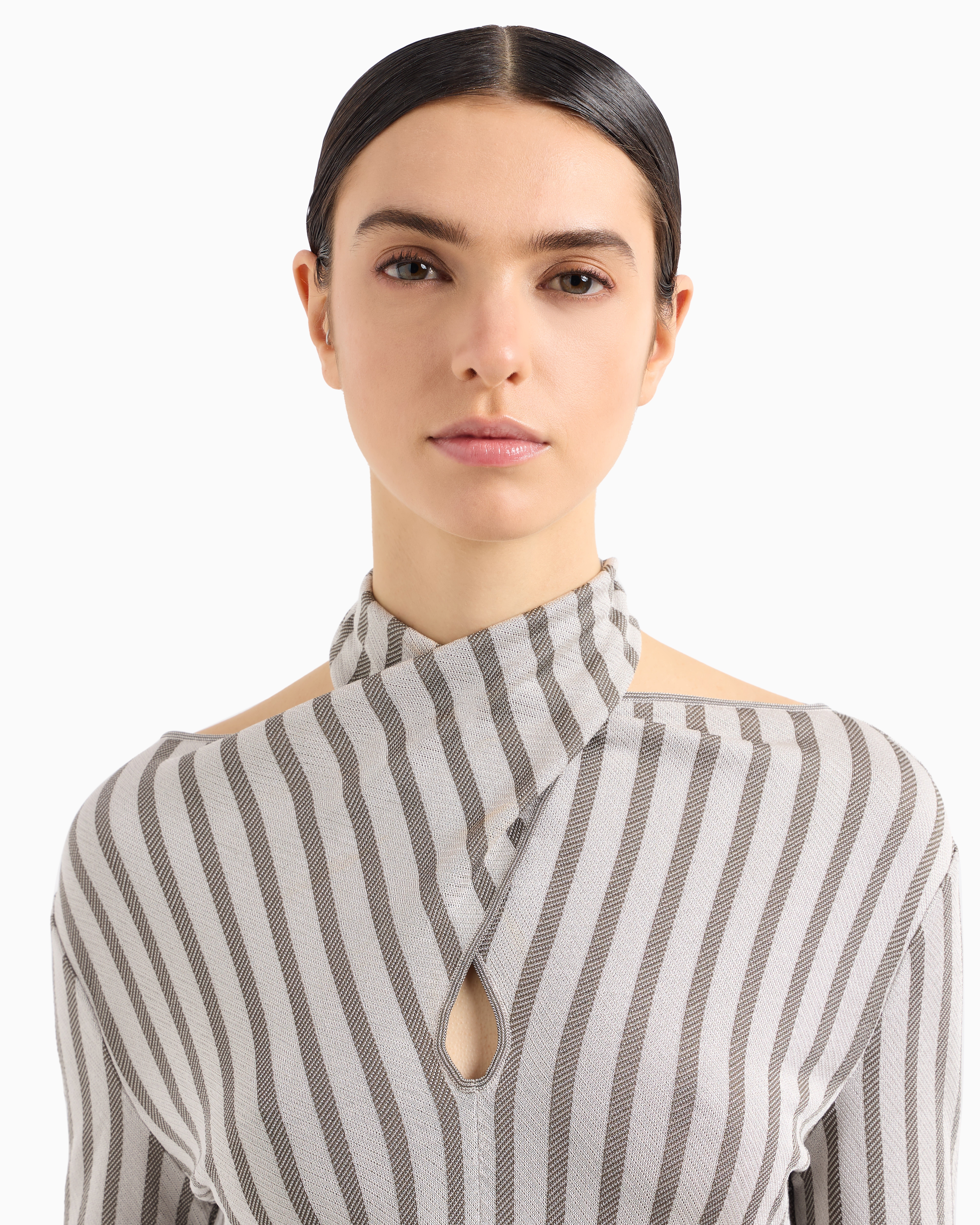 Giorgio Armani Viscose Jumper With Jacquard Stripes