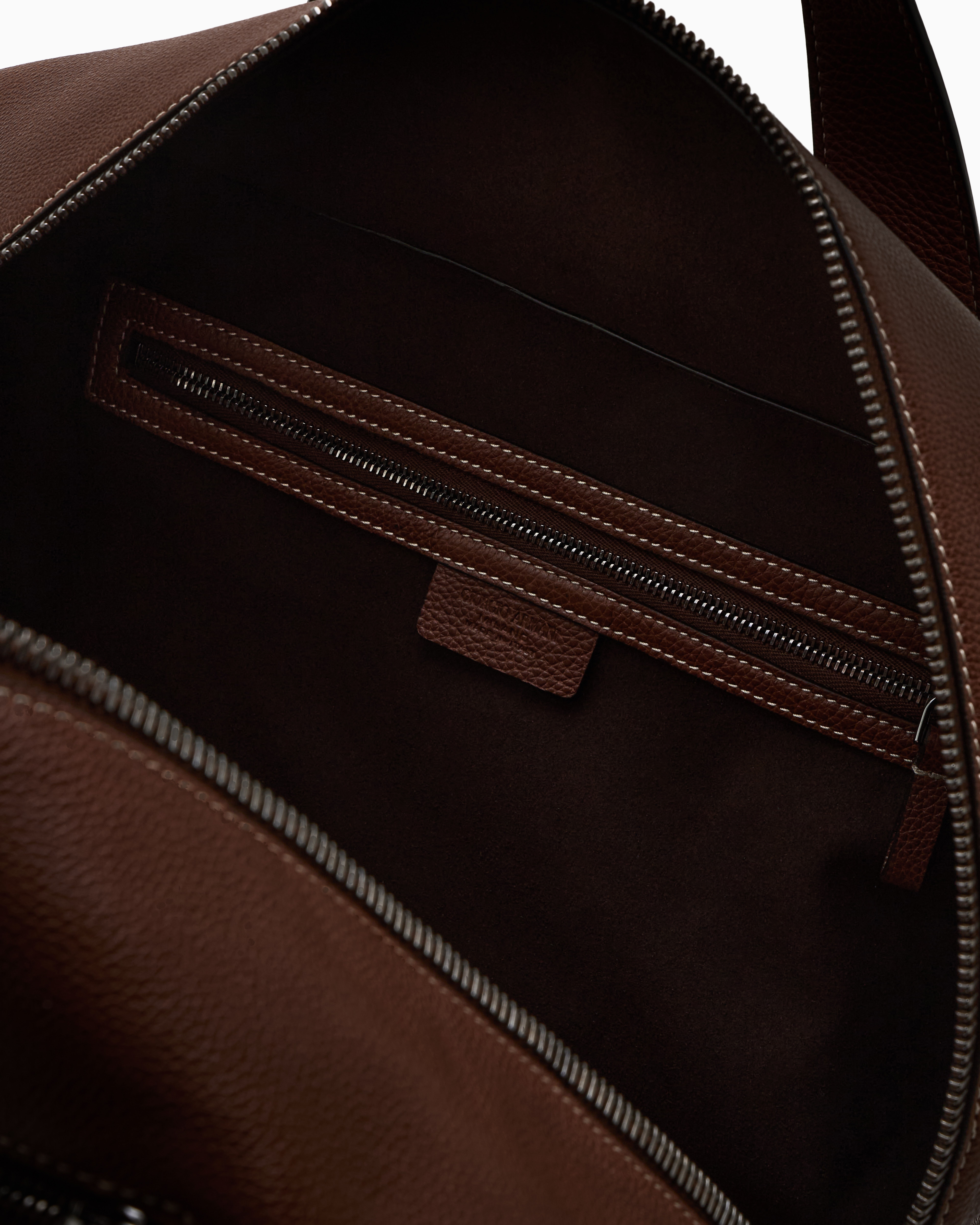 Giorgio Armani Pebbled Leather Duffel Bag In Brown
