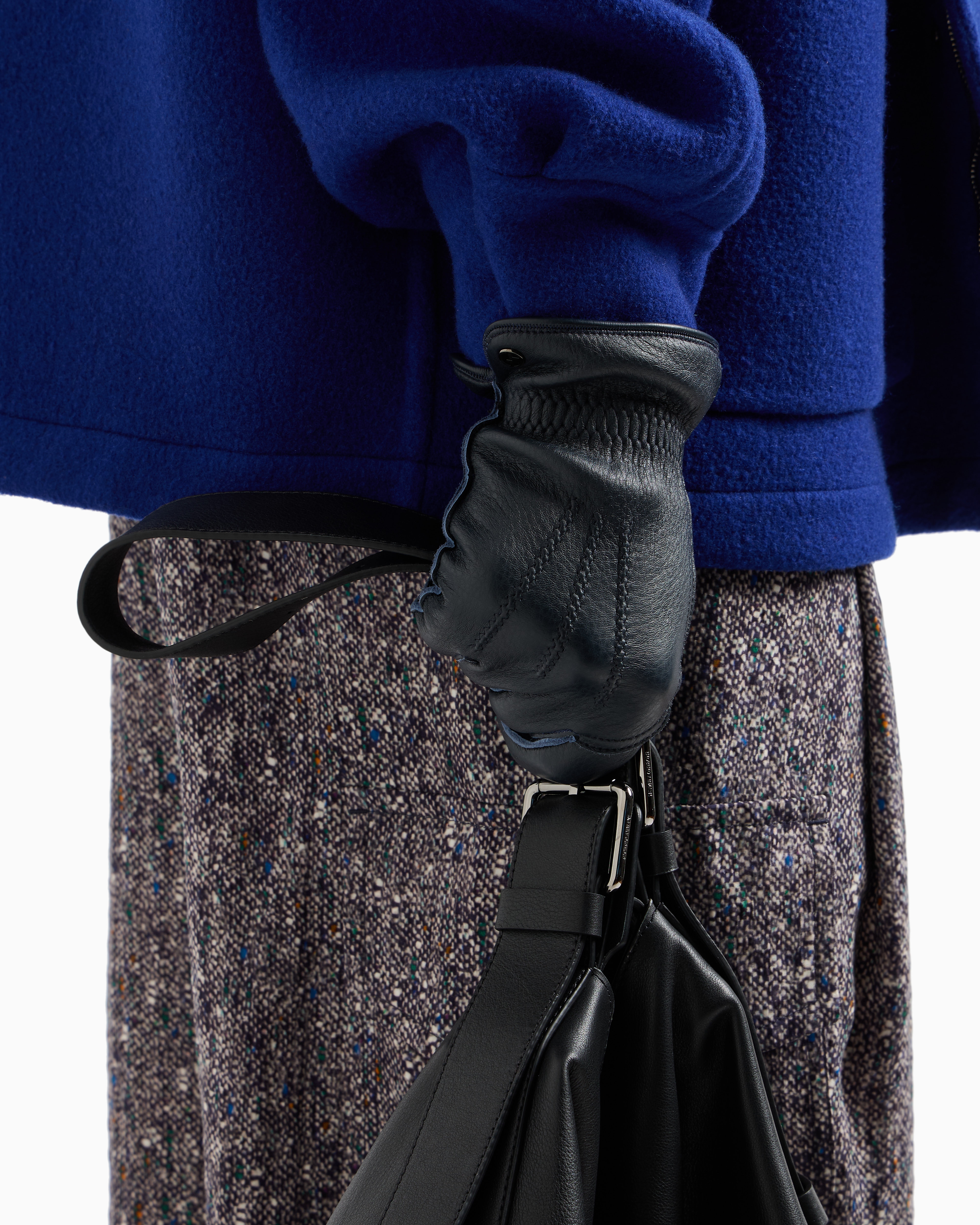 Giorgio Armani Deerskin Leather Gloves In Black