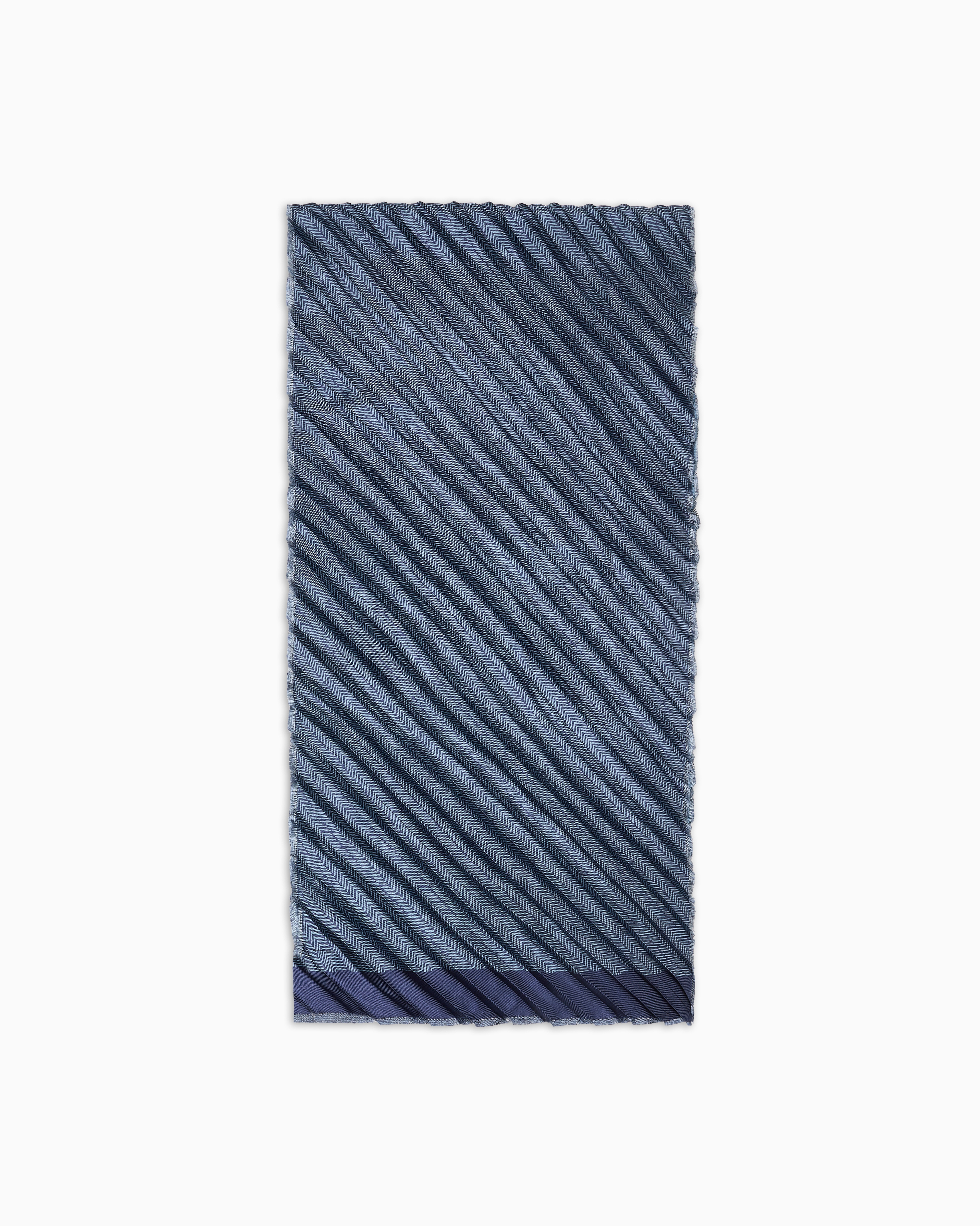 Giorgio Armani Pleated Silk Scarf In Blue