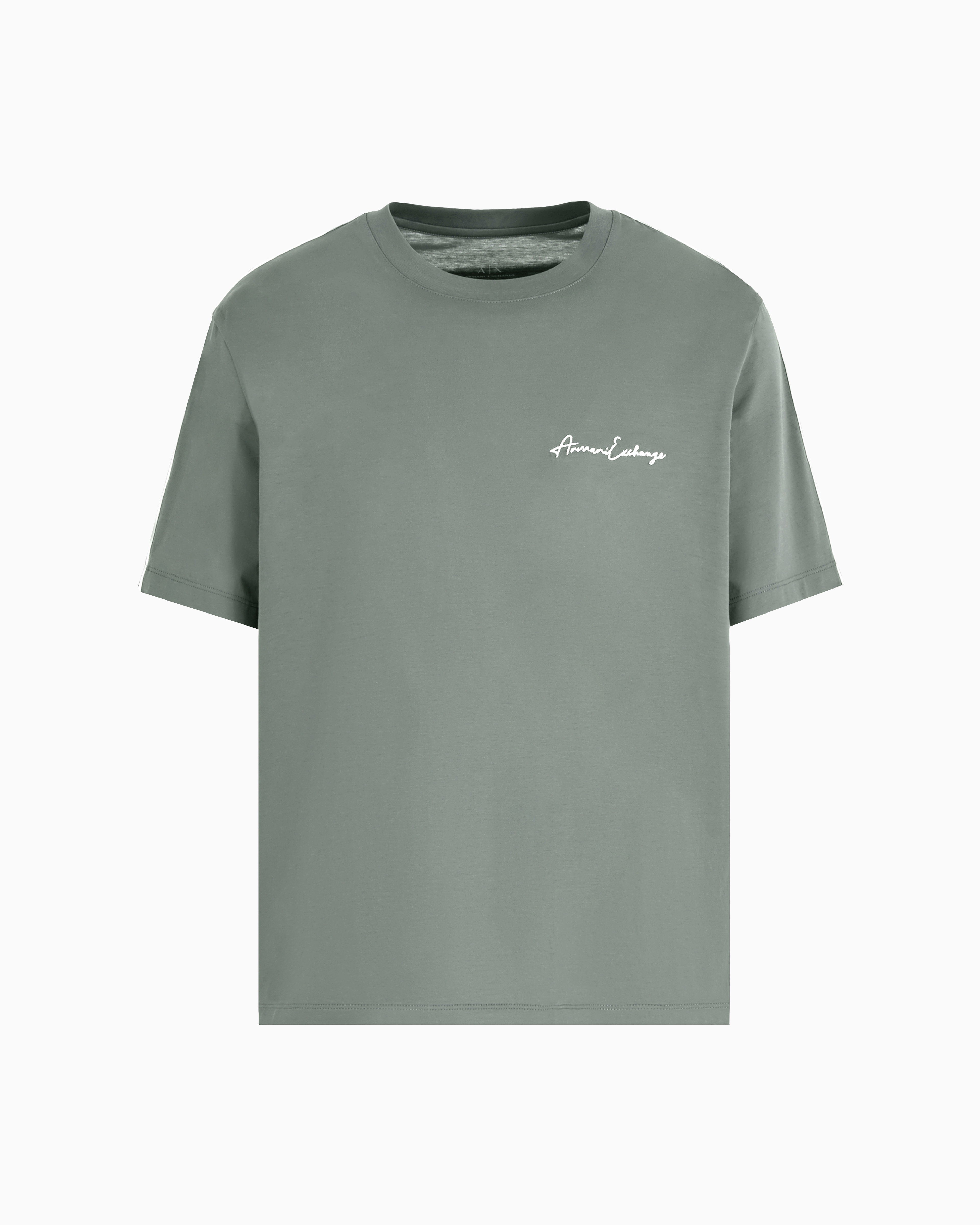 Armani Exchange Logo Signature Crewneck T-shirt In Green