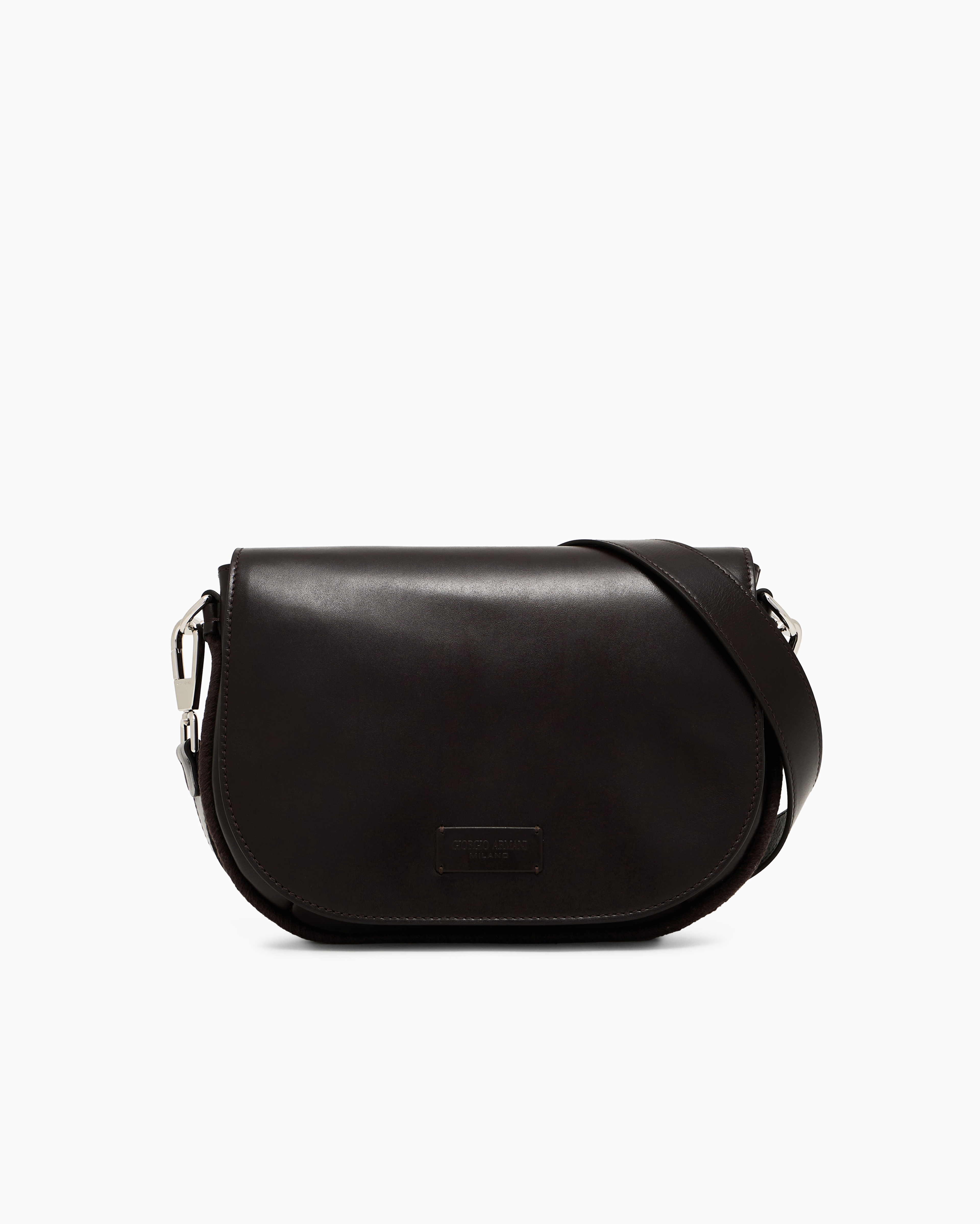 Giorgio Armani Official Store Medium Nappa Leather Shoulder Bag In Brown