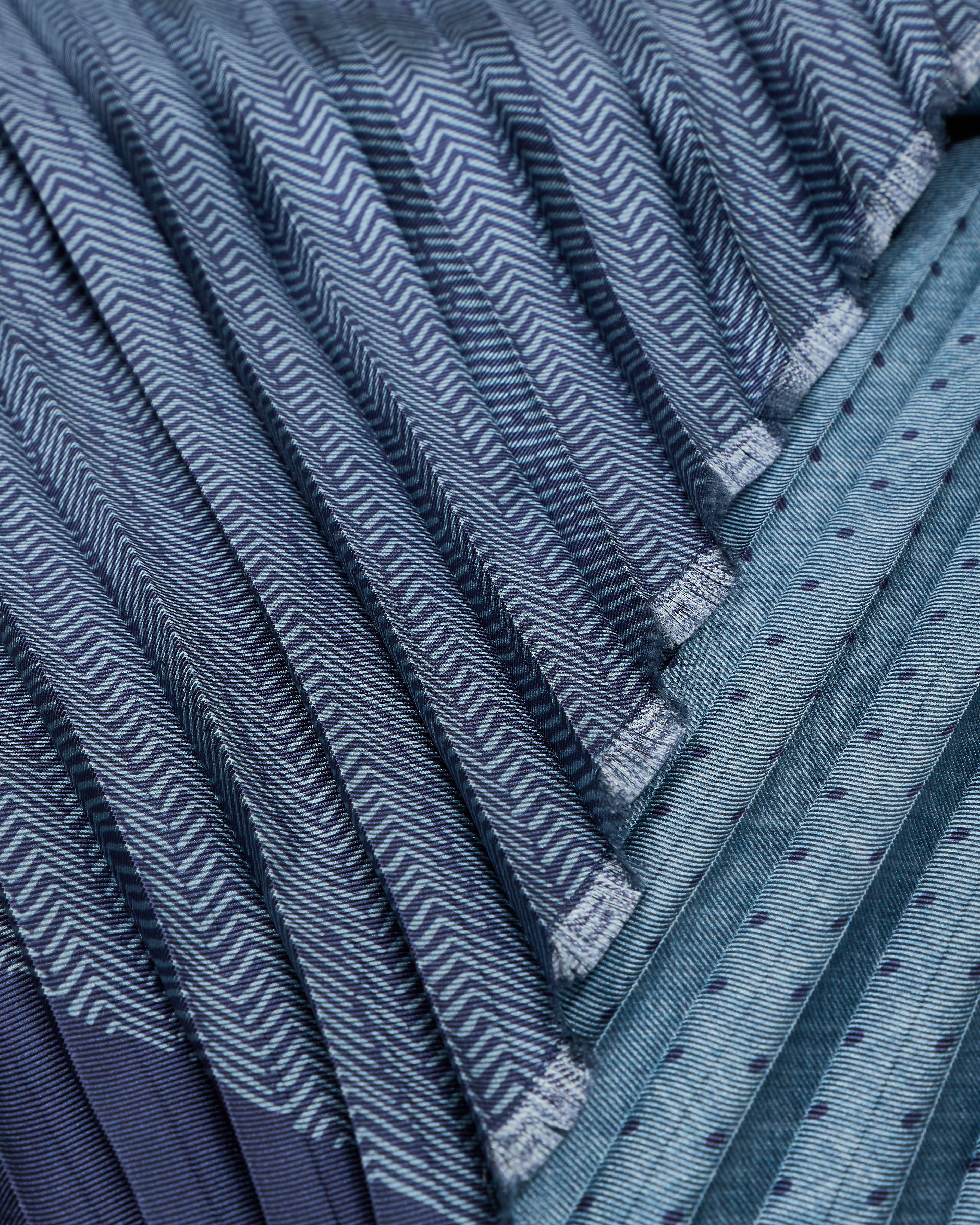 Giorgio Armani Pleated Silk Scarf In Blue