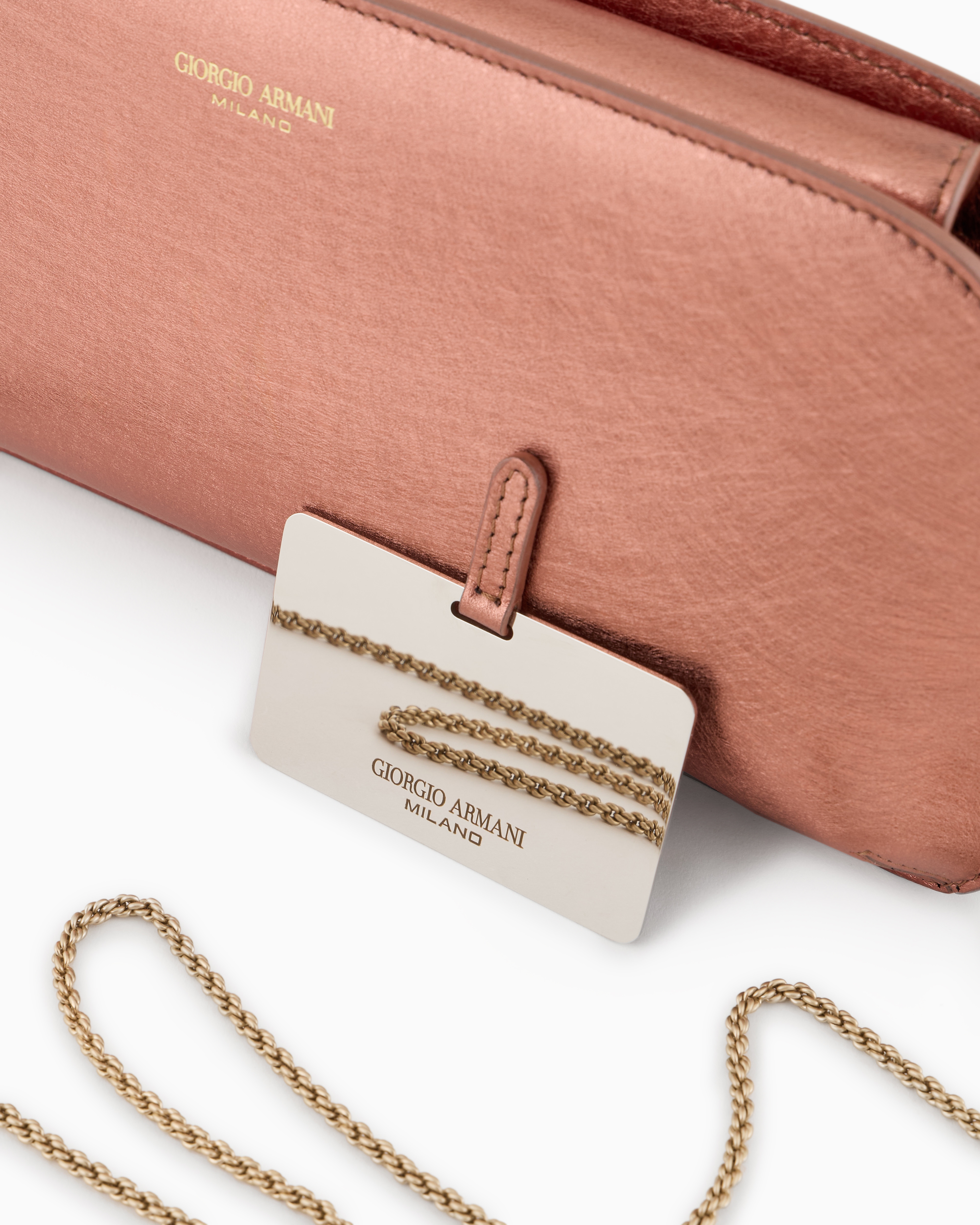 Giorgio Armani Lamé Leather La Prima Horizontal Clutch Bag
