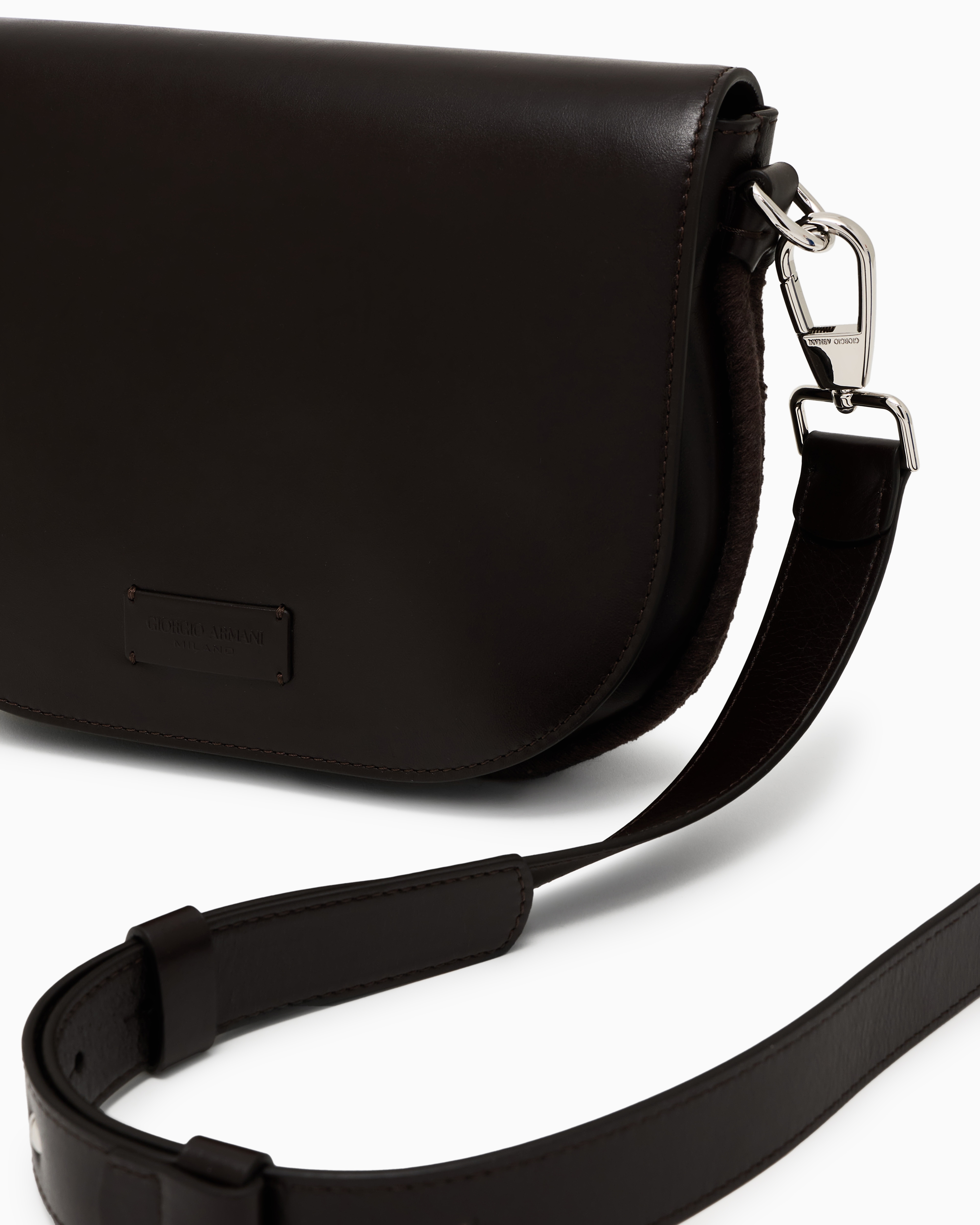 Giorgio Armani Official Store Medium Nappa Leather Shoulder Bag In Brown