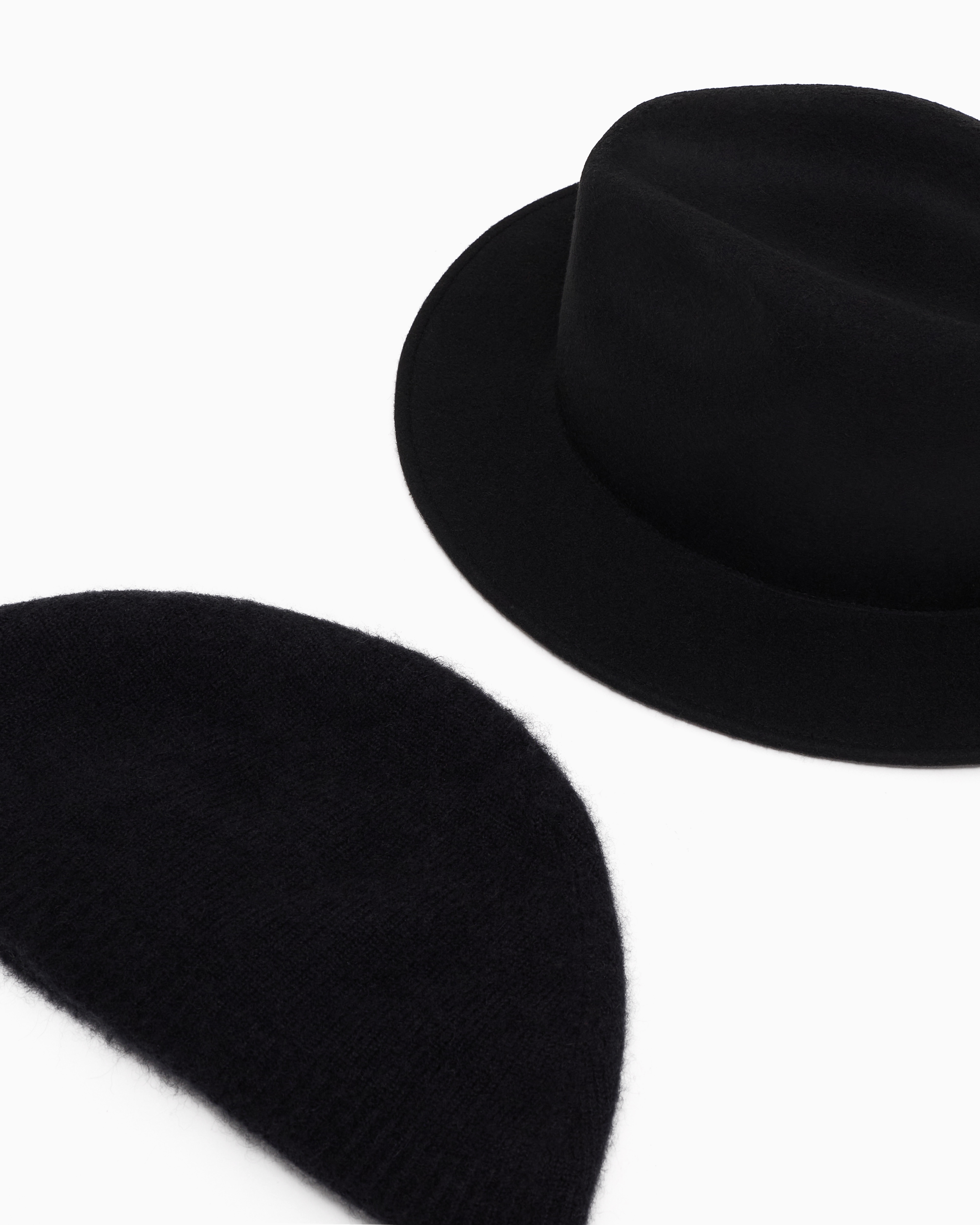 Giorgio Armani Wide-brimmed, Wool Hat In Black