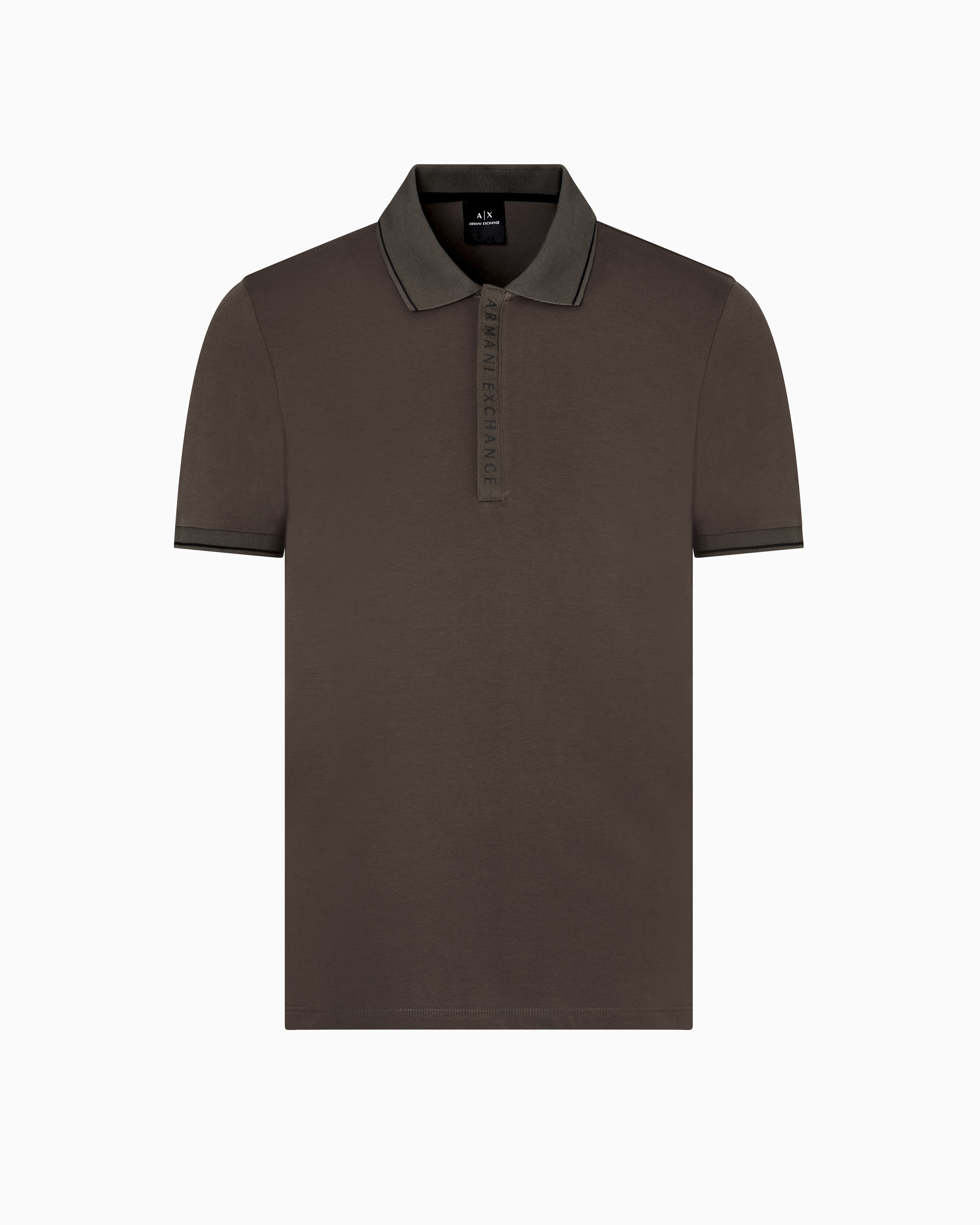 Armani Exchange Polo With Contrasting Logo In Cotton Spandex In Grün