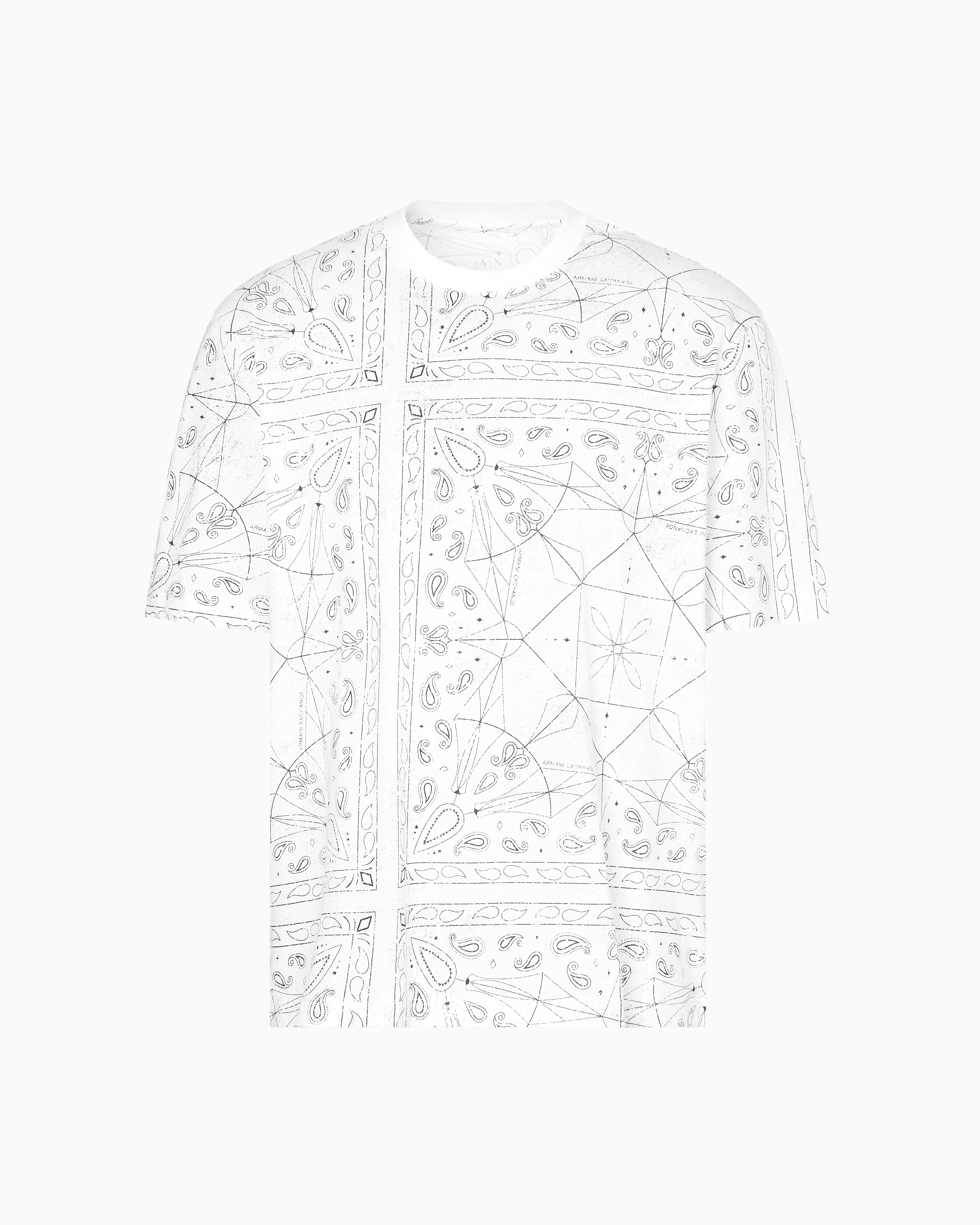 Armani Exchange Regular Fit Kaleidoscope Patterned T-shirt In White