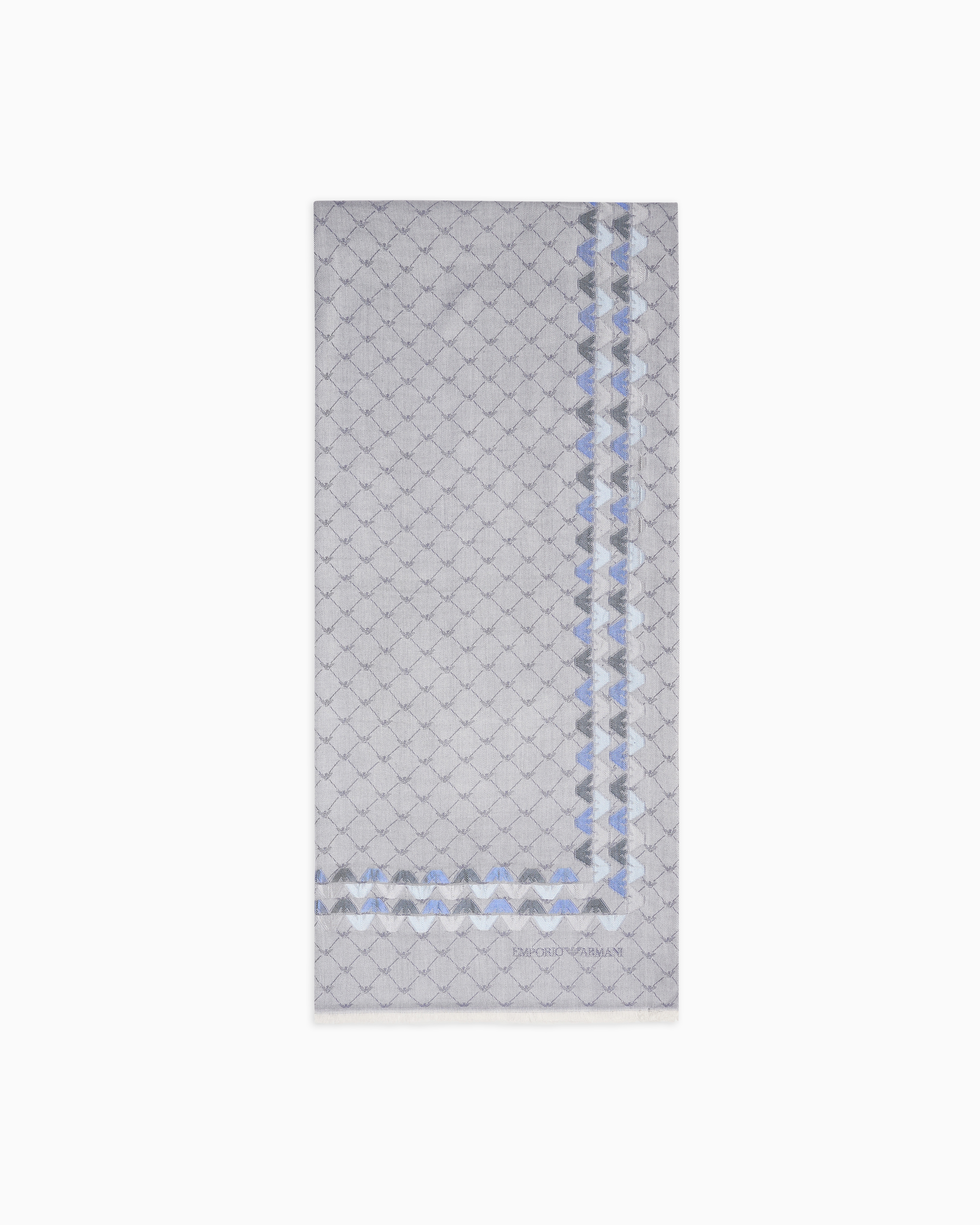 Emporio Armani Stole With All-over Eagle Logo In Blue