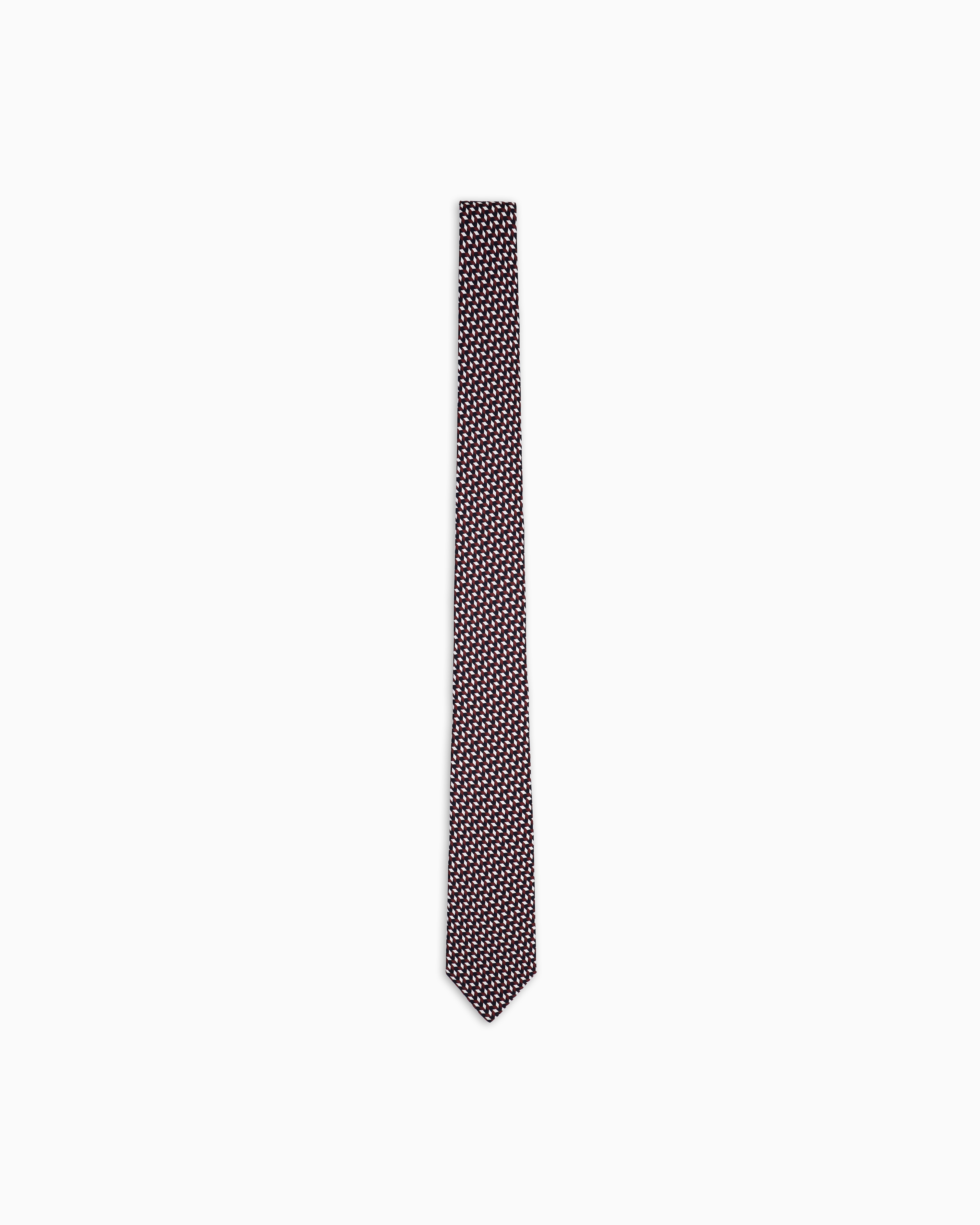 Giorgio Armani Official Store Asv Silk Tie With Geometric Print In Burgundy