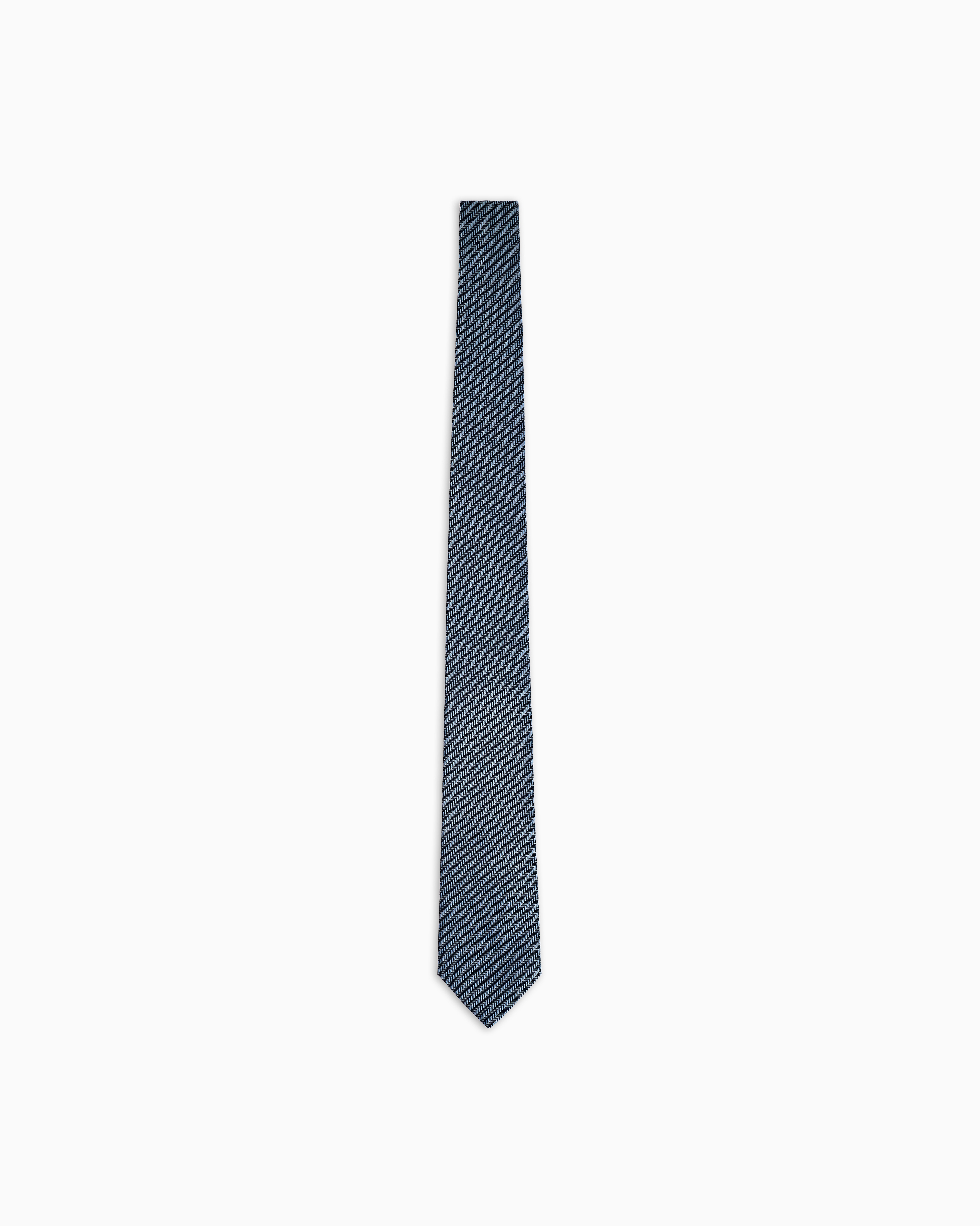 Giorgio Armani Pure Silk Tie With Geometric Jacquard Motif In Blue