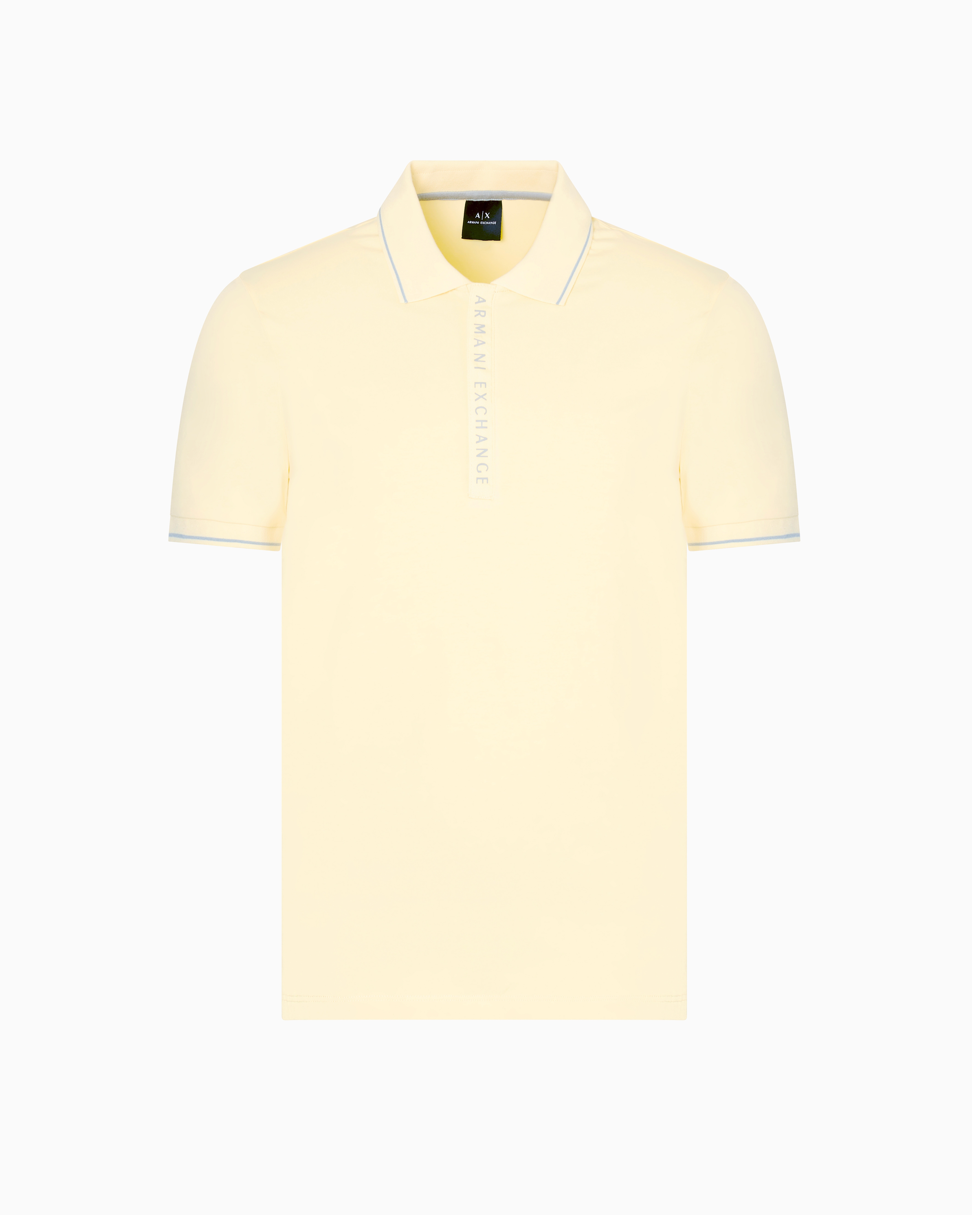 Armani Exchange Polo With Contrasting Logo In Cotton Spandex In Yellow