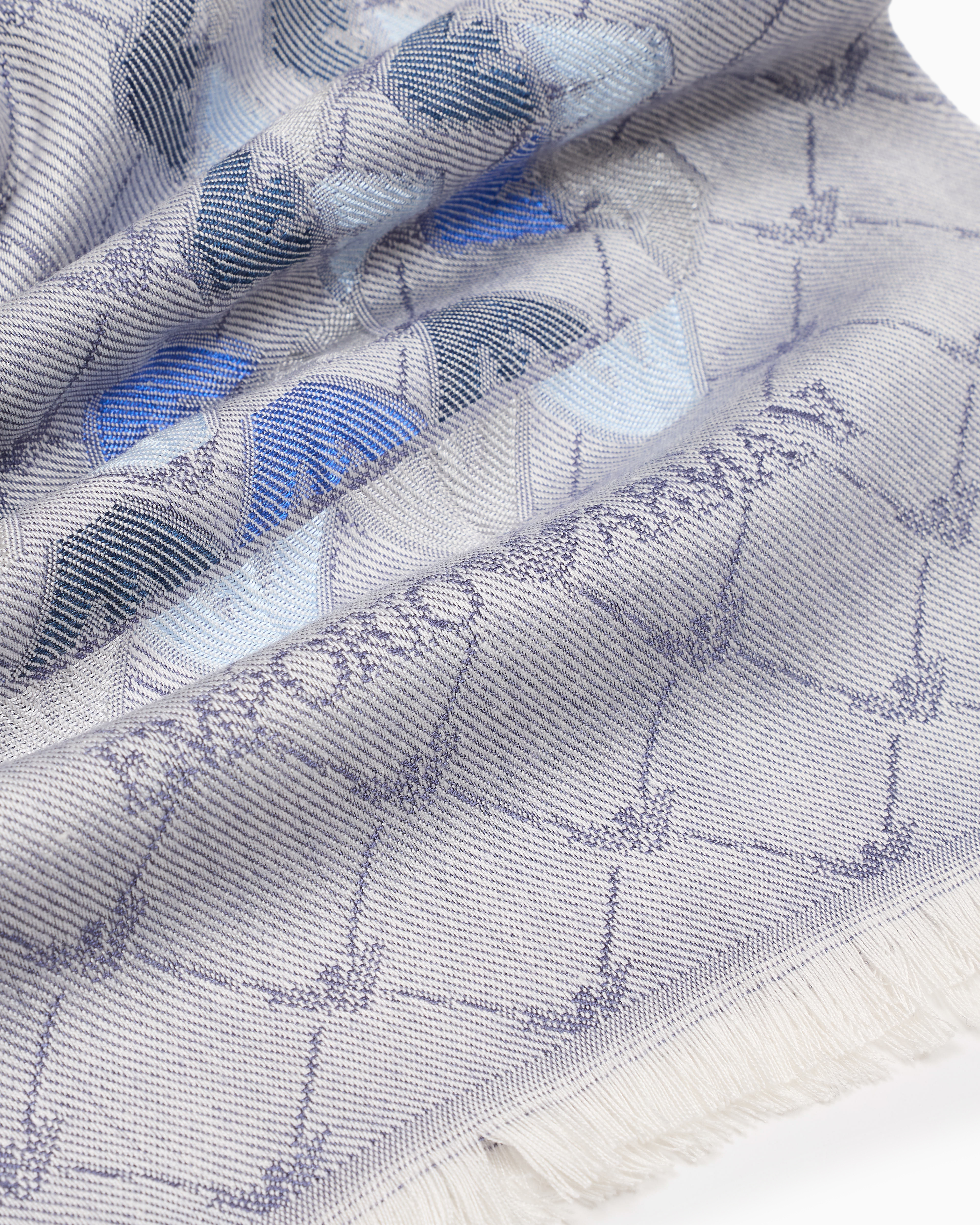 Emporio Armani Stole With All-over Eagle Logo In Blue