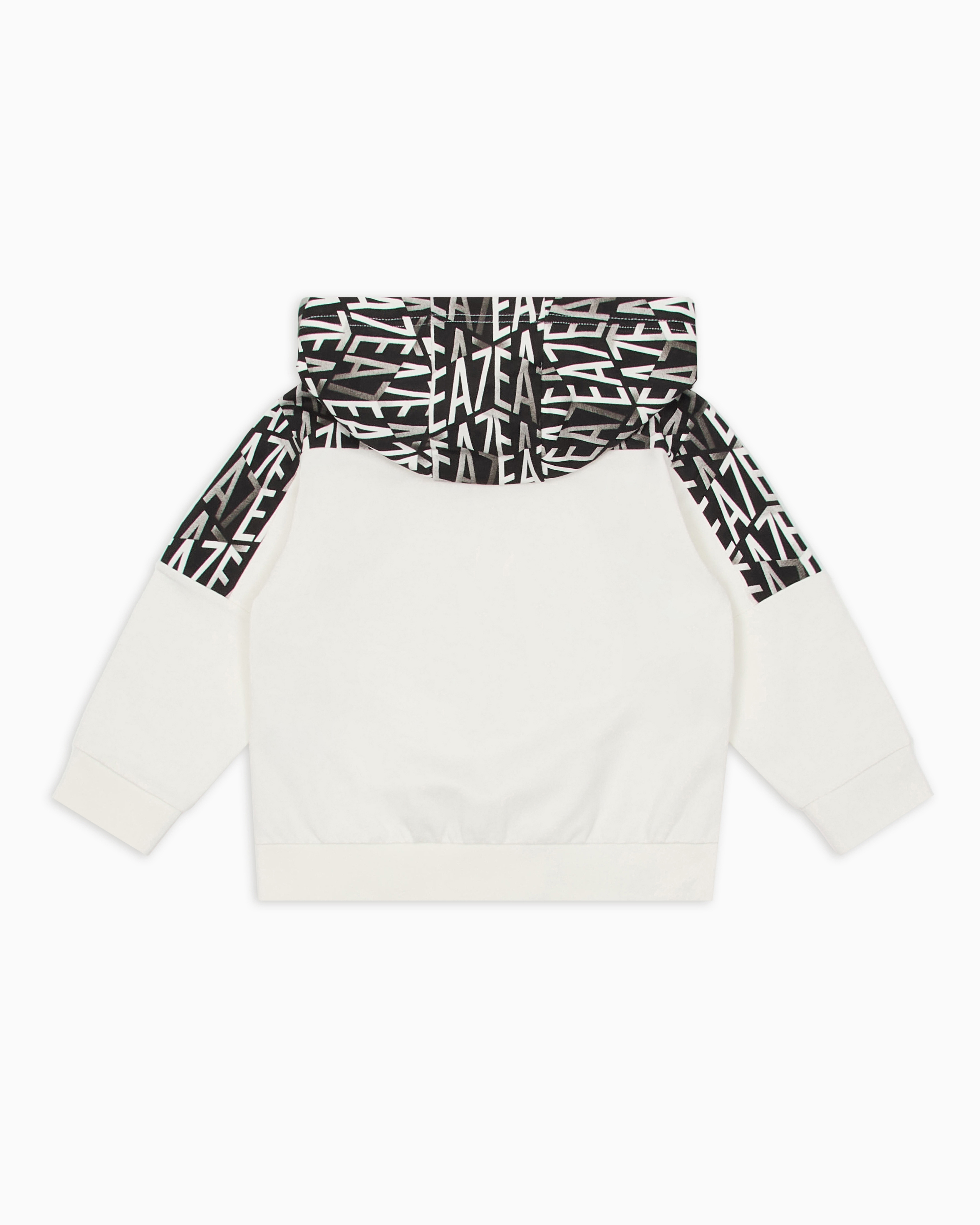 Ea7 Graphic Series Boy Zip-up Sweatshirt With Hood In White
